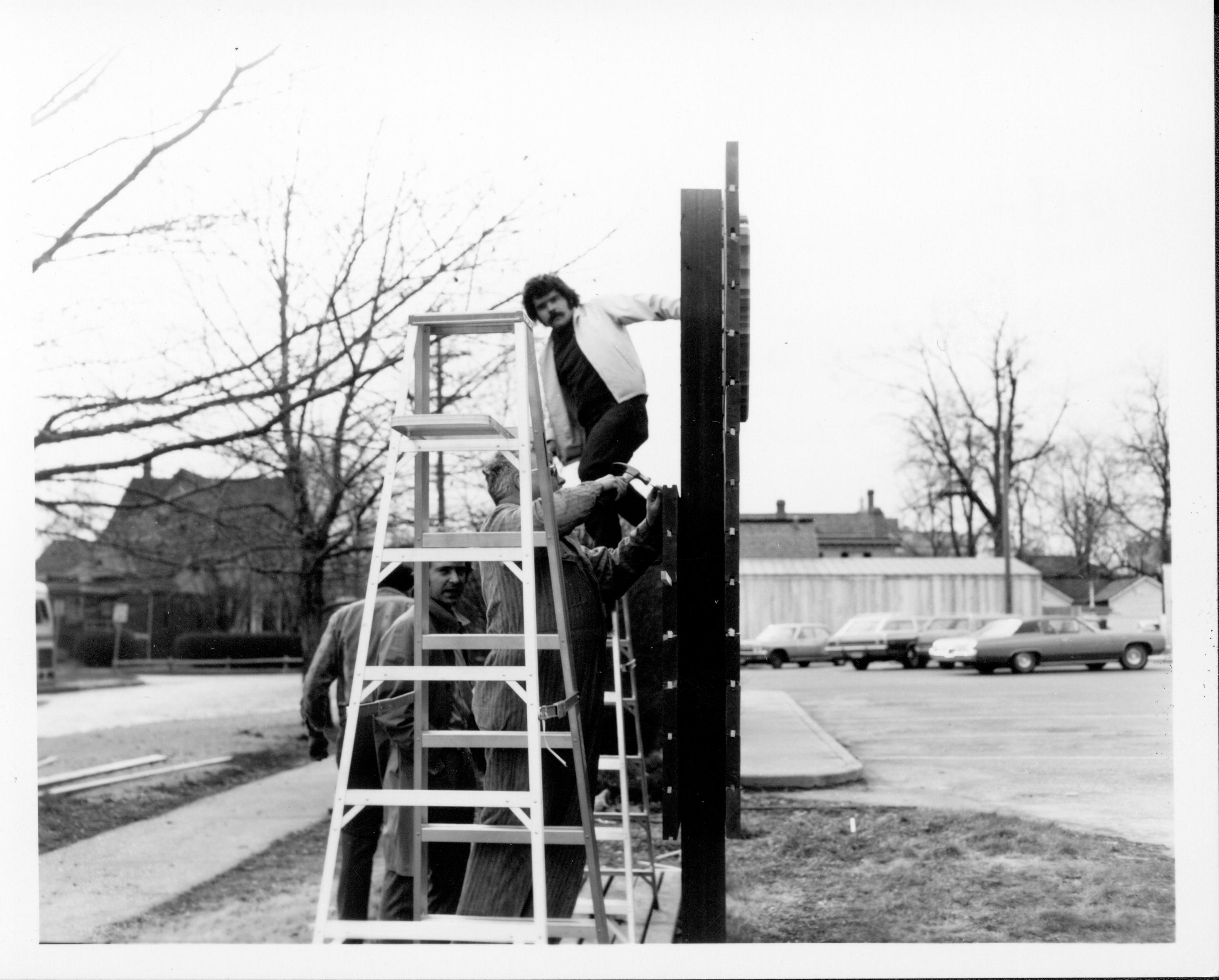 NPS Staff making new sign 2-May Maintenance, Signs