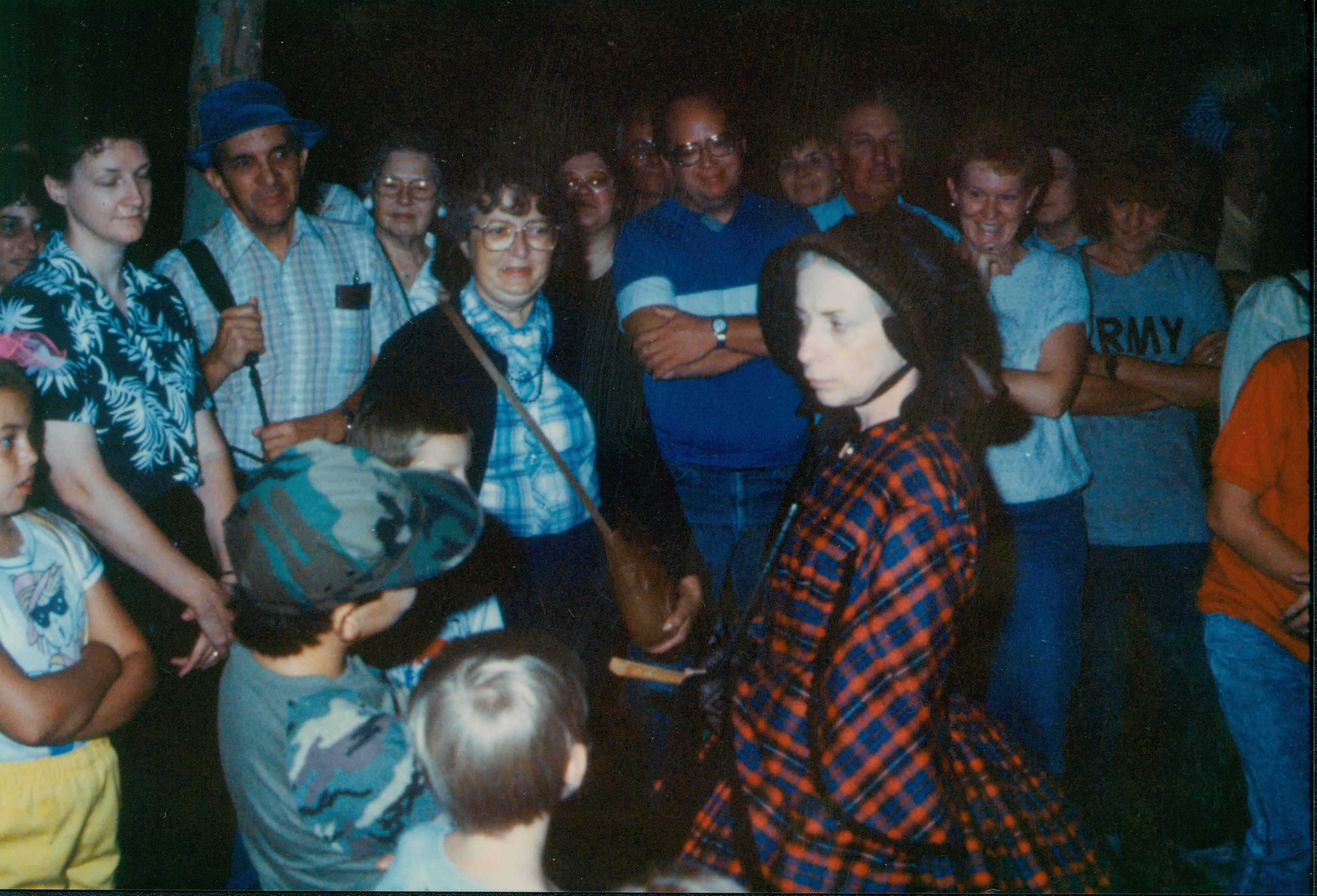 Judy Winkelman in costume on a tour Interpretation, Twilight, Tours