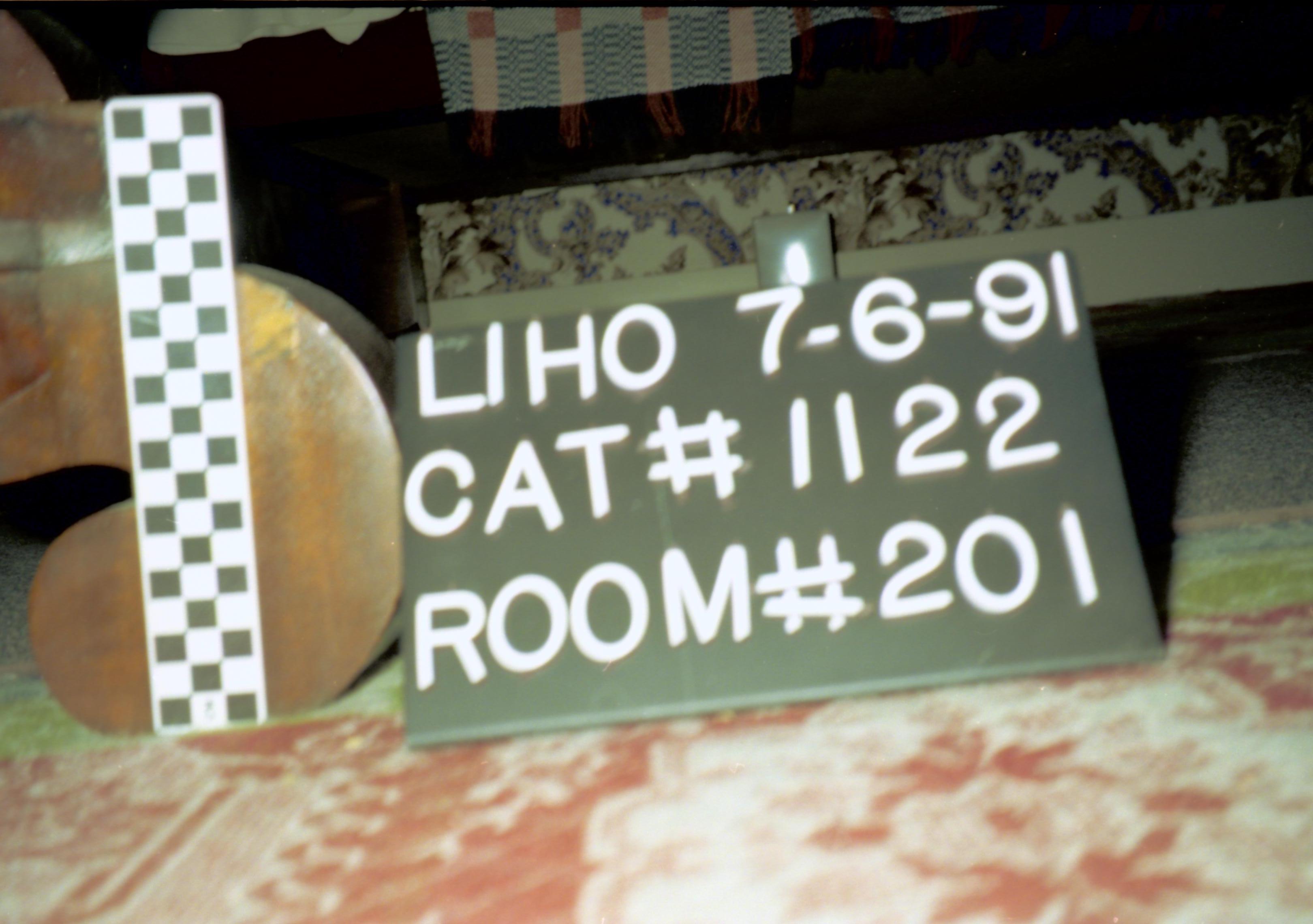 LIHO 7-6-91 CAT#1122 Room #201 (Neg. sleeve (Veneer) Lincoln, Home, artifacts, dresser