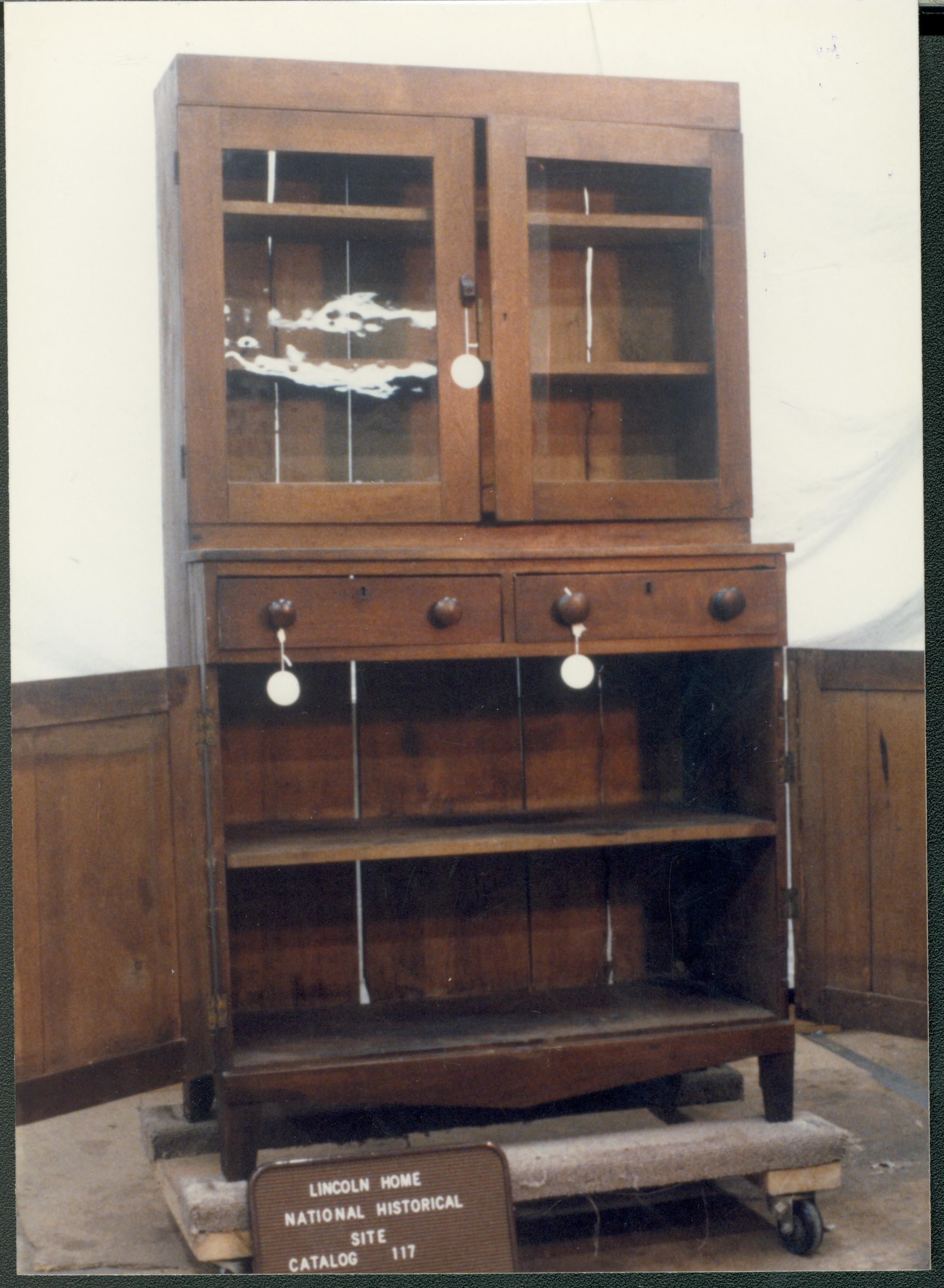 Photo shows object before any treatment Lincoln Home NHS catalog 117, #117 funishings, hutch