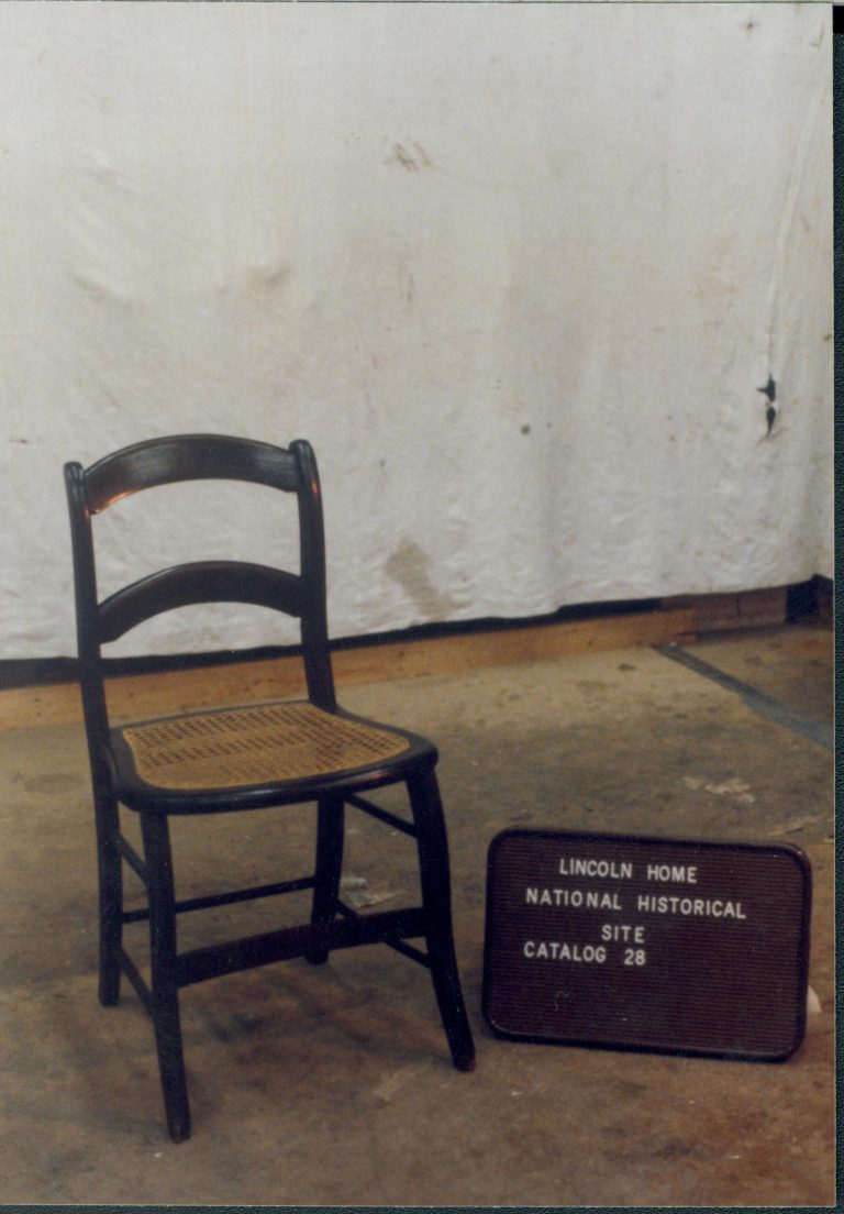 Shows object before any treatment Lincoln Home NHS Catalog 28,  #28 furnishings, chair