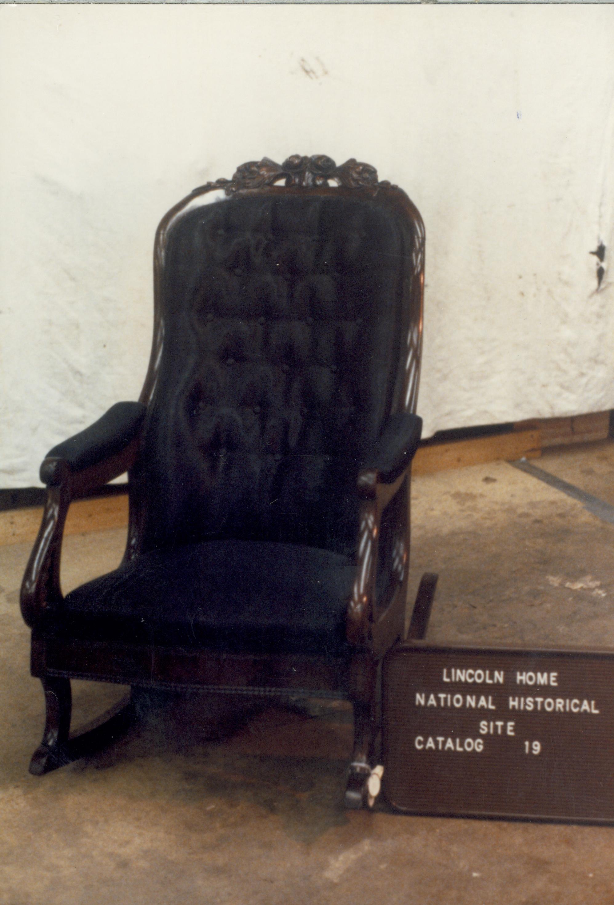 Photo shows object before any treatment Lincoln Home NHS Catalog 19, #19 furnishings, chair