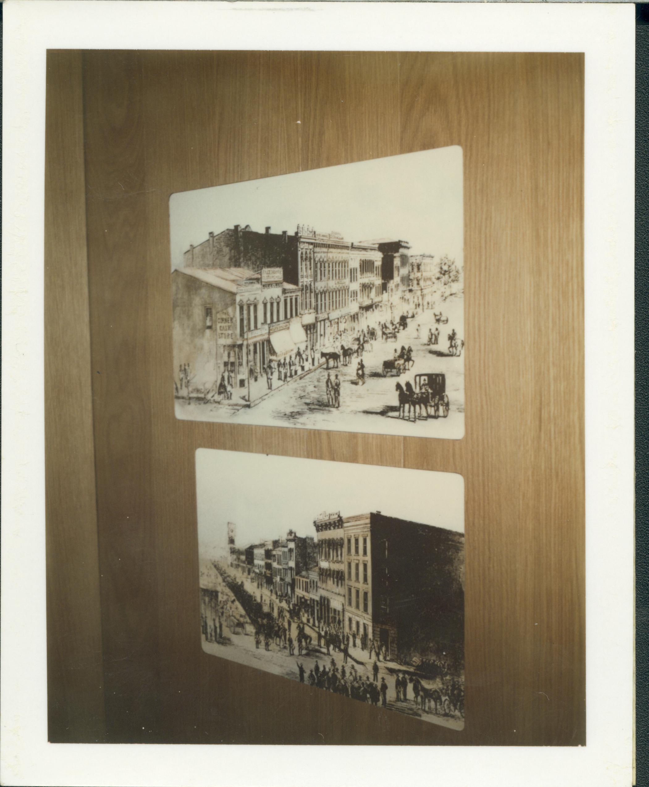 top: north side of square between 5th and 6th on Washington Street, bottom: south side of square between 5th and 6th on Adams Lincoln Home NHS, class 13, pic 10, 7 display, square, Washington and Adams Street