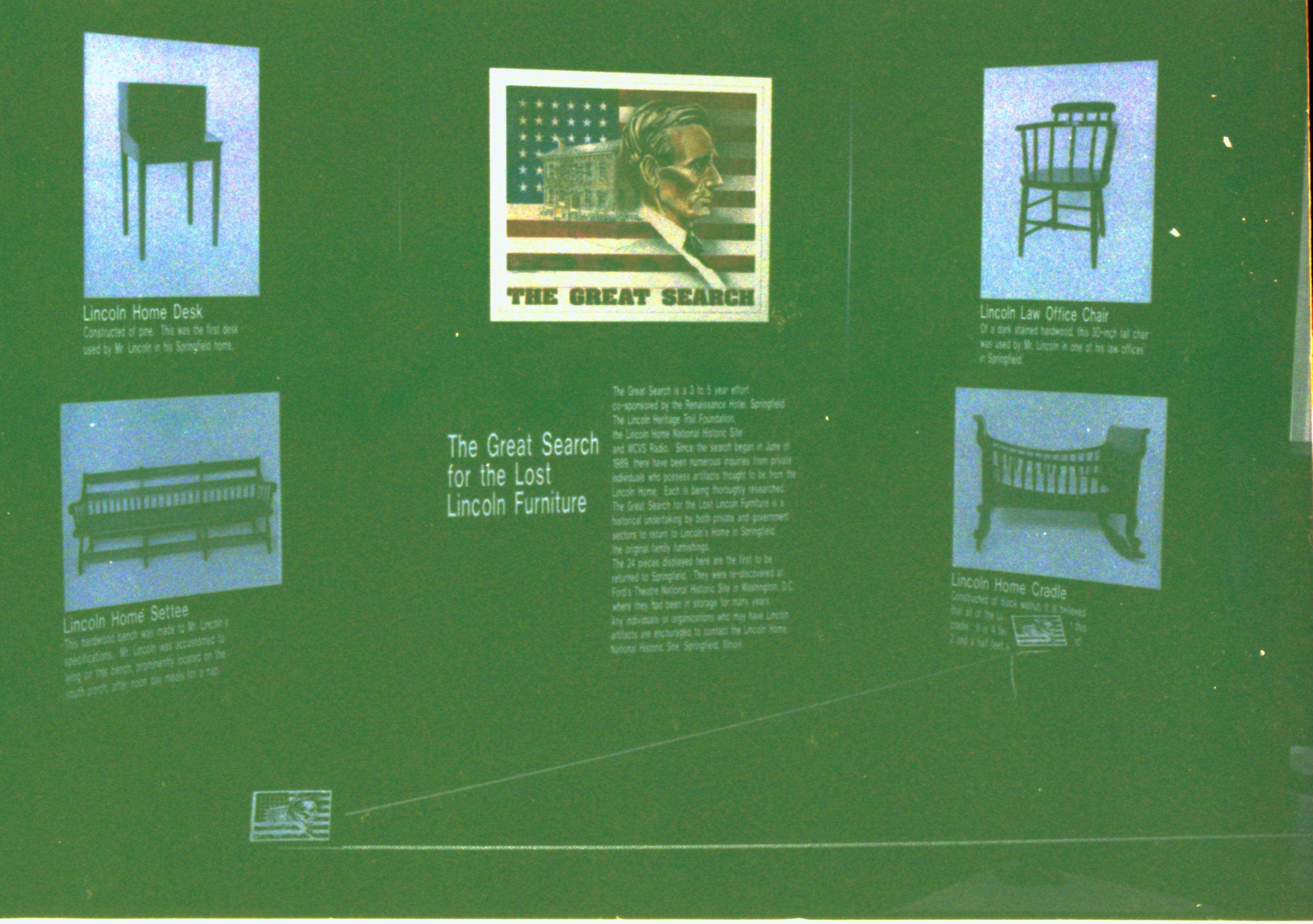 NA Lincoln Home NHS, The Great Search, 61A exhibit, furnishings, the Great Search