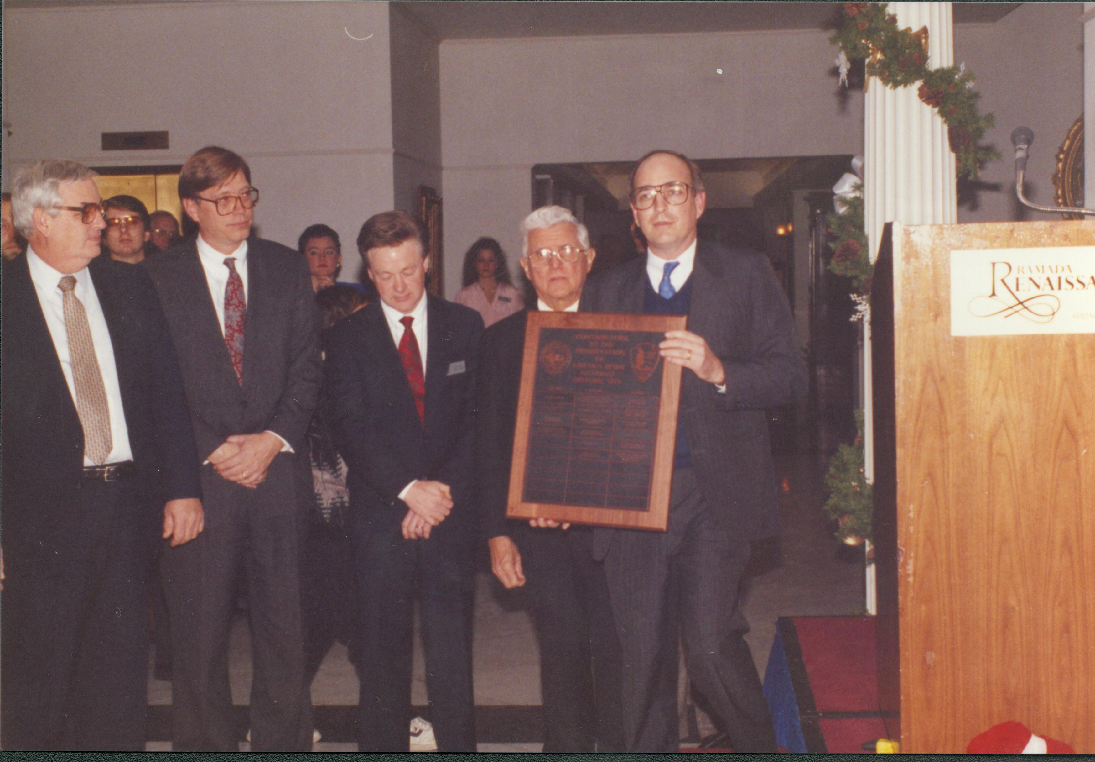 NA Lincoln Home NHS, The Great Search, award plaque exhibit, furnishings, The Great Search, award, ceremony