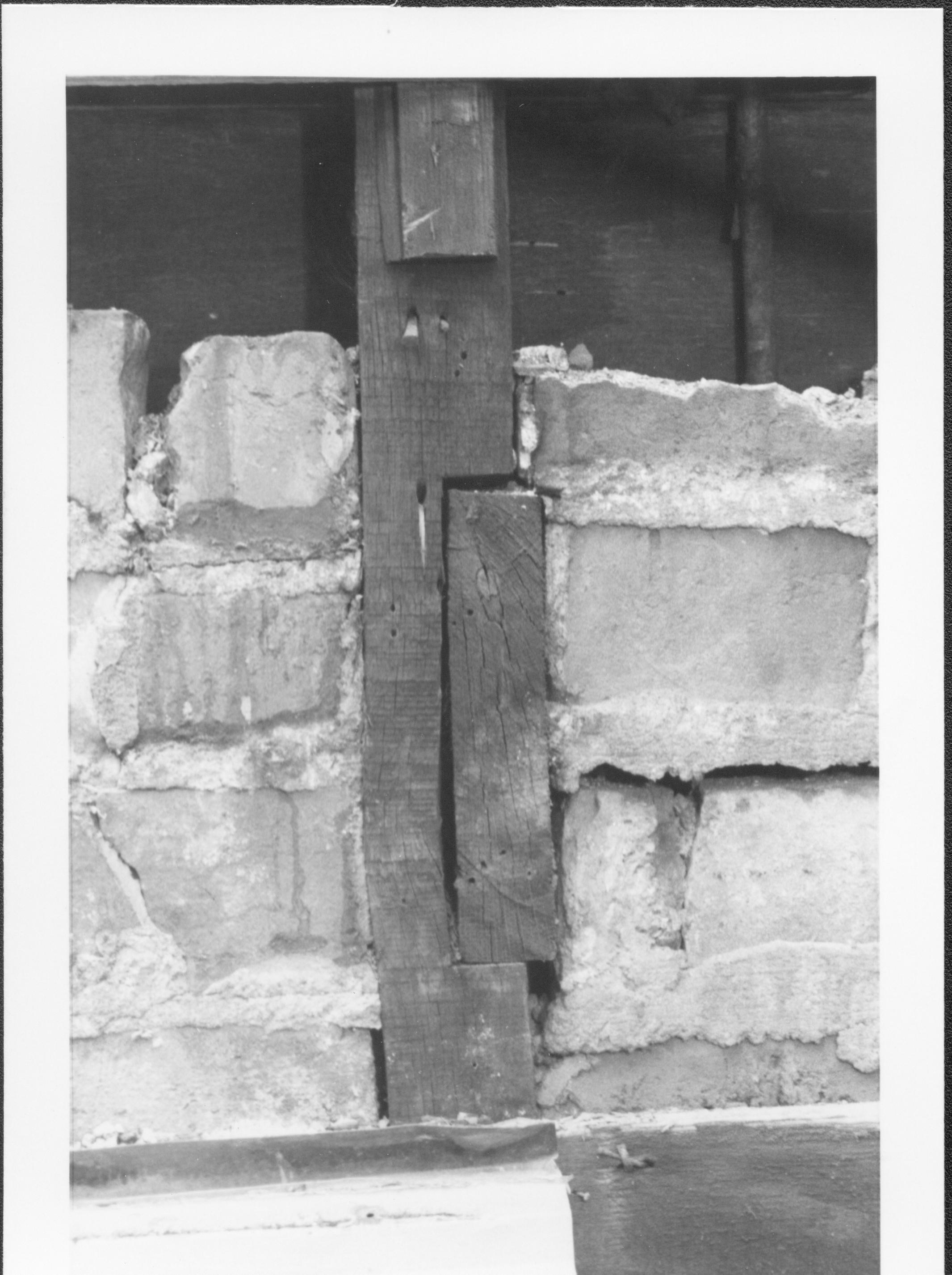 photos of front porch ceiling, below and of interior framing between porch ceiling and 2nd floor joists Lincoln Home NHS, renovation, outer wall renovation, investigation