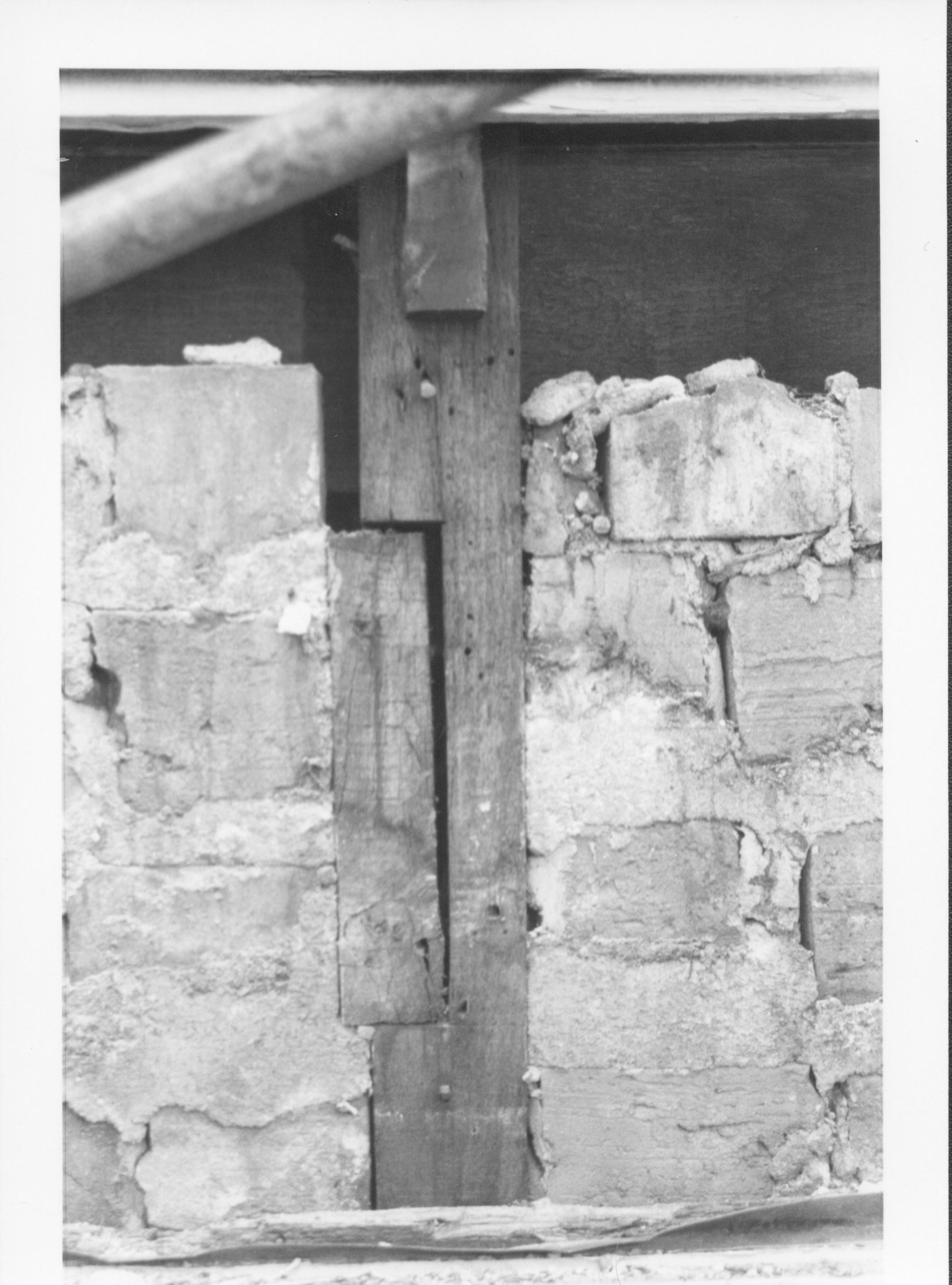 photos of front porch ceiling, below and of interior framing between porch ceiling and 2nd floor joists Lincoln Home NHS, renovation, outer wall renovation, investigation