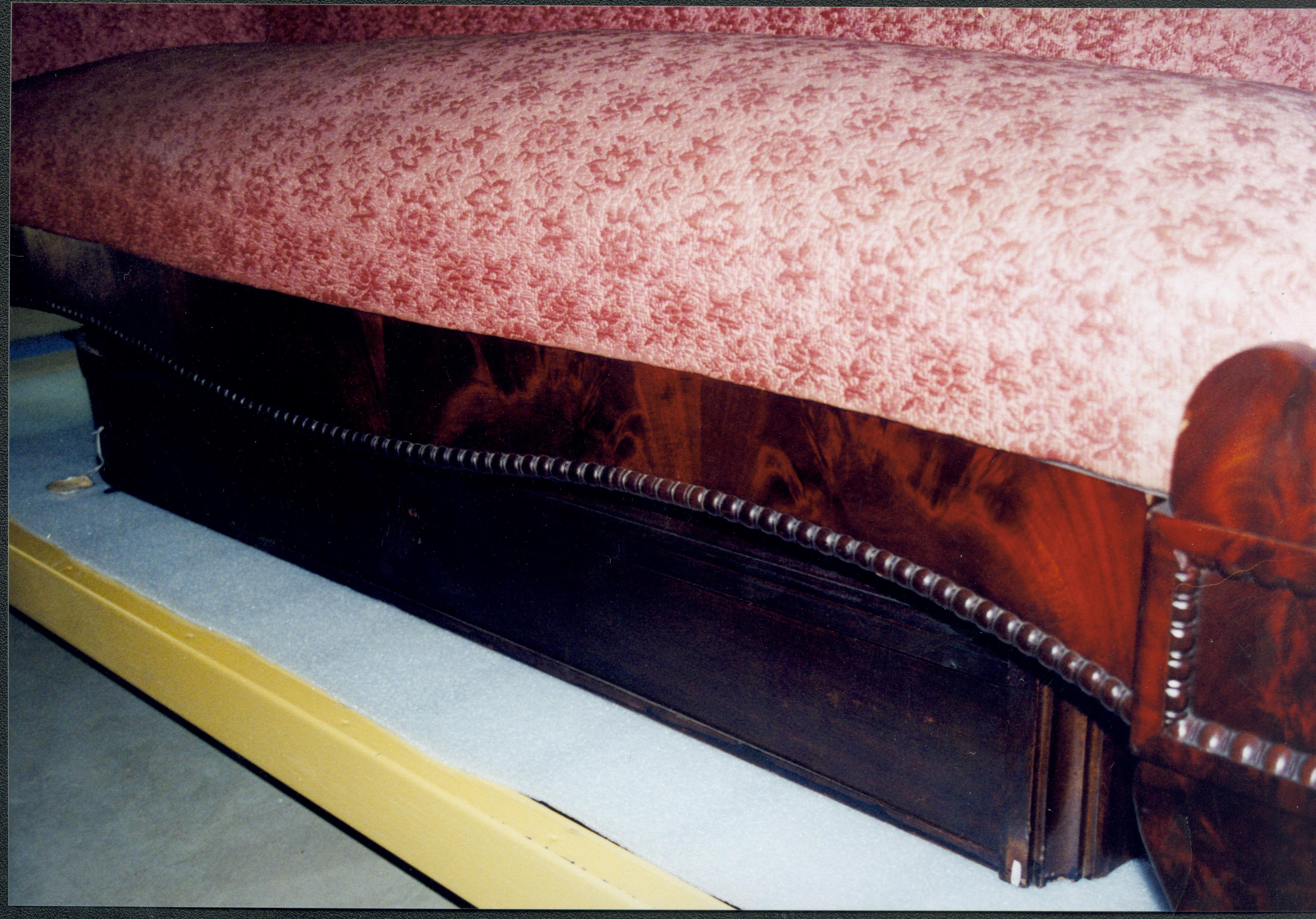 Settee held in storage; N3 storage space Lincoln Home NHS, 1998 CRS Collection Move, Roll N7, exp 21 sheet 7 of 9 Arnold Barn, storage room, furnishings, sofa