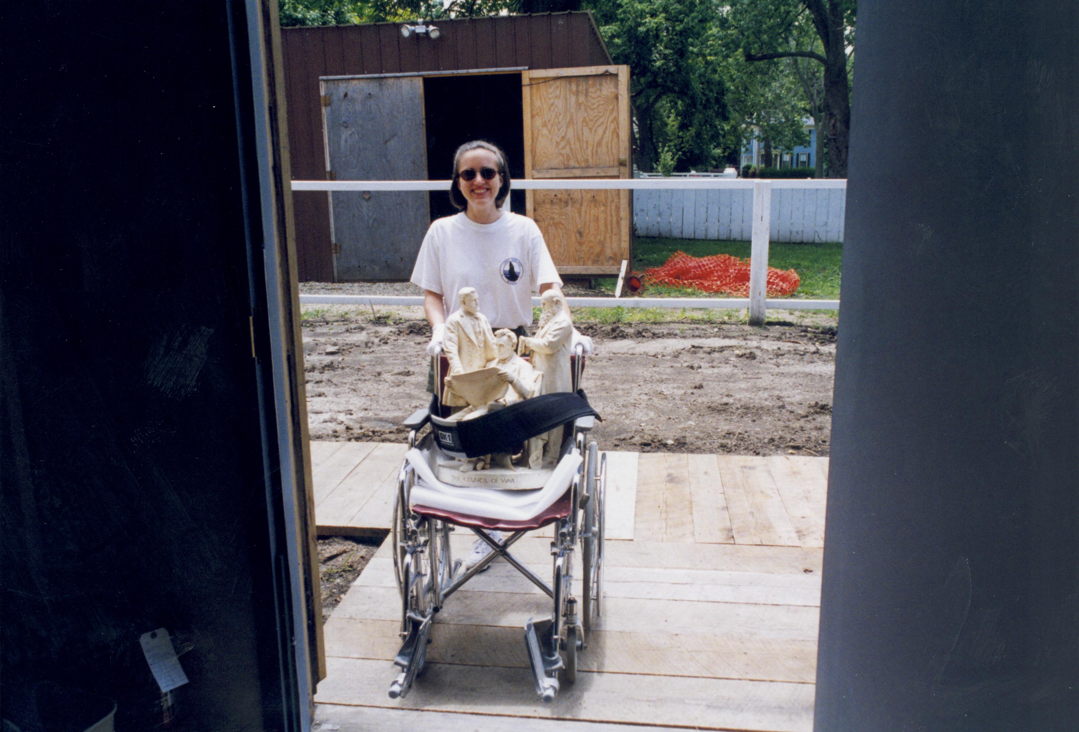 Artifacts transported to new location Lincoln Home NHS, CRS Artifacts Move, entering storage room, Roll N13, exp 6 sheet 2 of 6 Arnold Barn, storage room