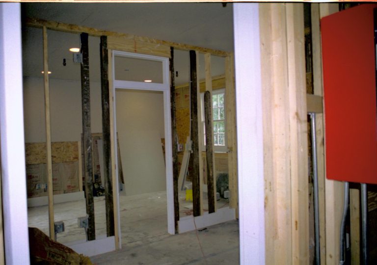 Standing in South entrance, looking West towards addition and Northwest corner of house (Northwest window visible in center of photo Lincoln Home NHS, CRS Artifacts Move, West rooms, Roll N13, exp 19 Sprigg House, renovation