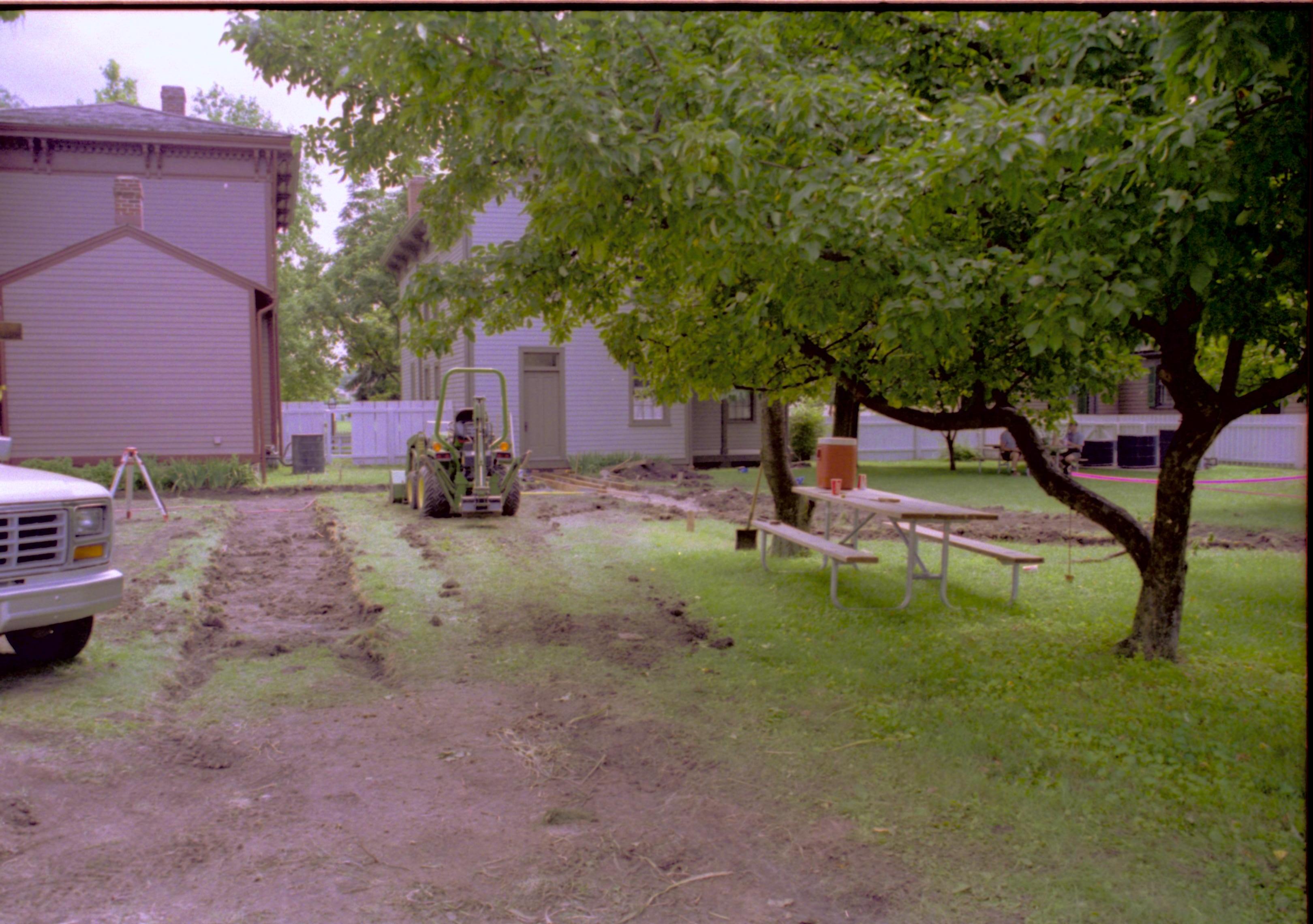 Beedle lot: new boardwalks under construction. Photos taken looking East-Northeast Lincoln Home NHS, CRS Artifacts Move, Roll N13, exp 25 Beedle, Lyons, boardwalk