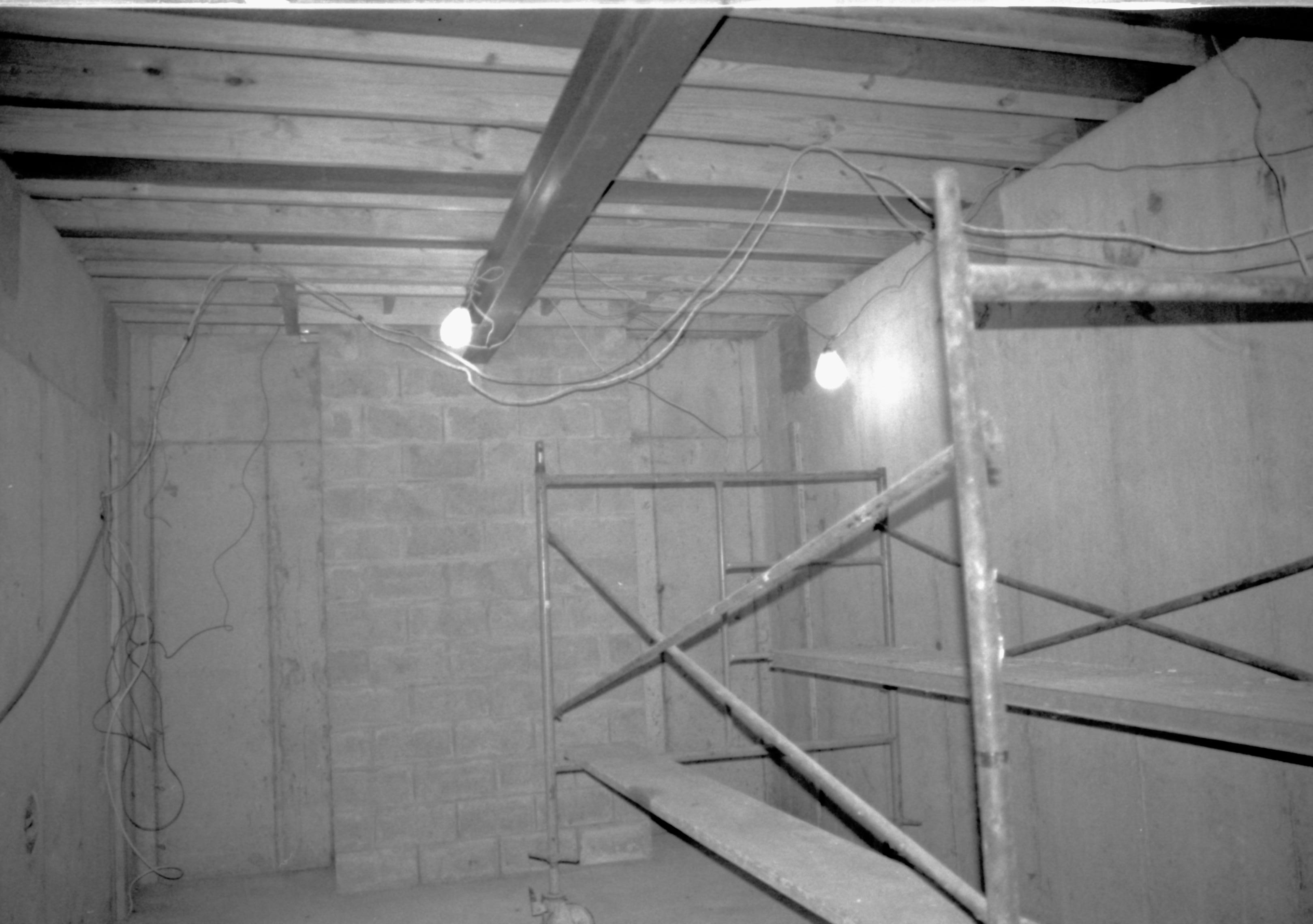 Looking towards Southwest corner of basement (looking Southwest) Lincoln Home NHS, CRS Artifacts Move, Looking Southwest, Roll N11, exp 24 Corneau House, renovation