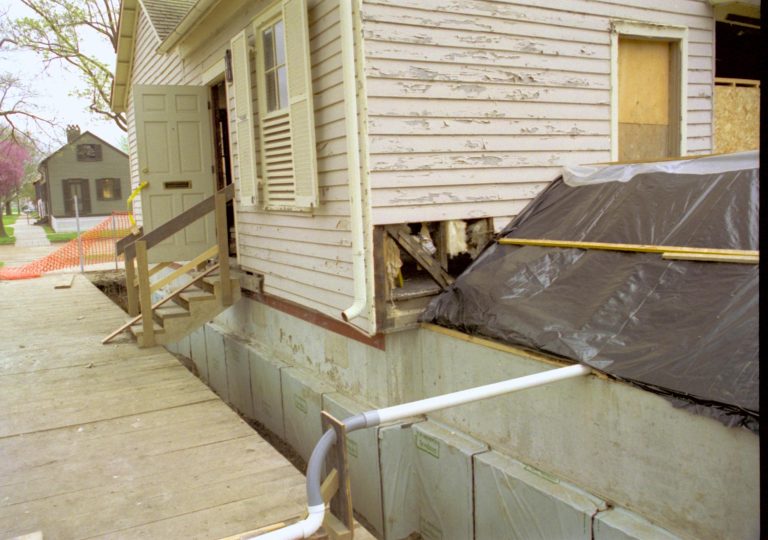 North and West walls- Northwest corner and window on North wall. Entrance door open on North wall Lincoln Home NHS, Roll N6 sheet 1 of 2, Arnold House and Propety, exp 6 (5) renovation, Corneau