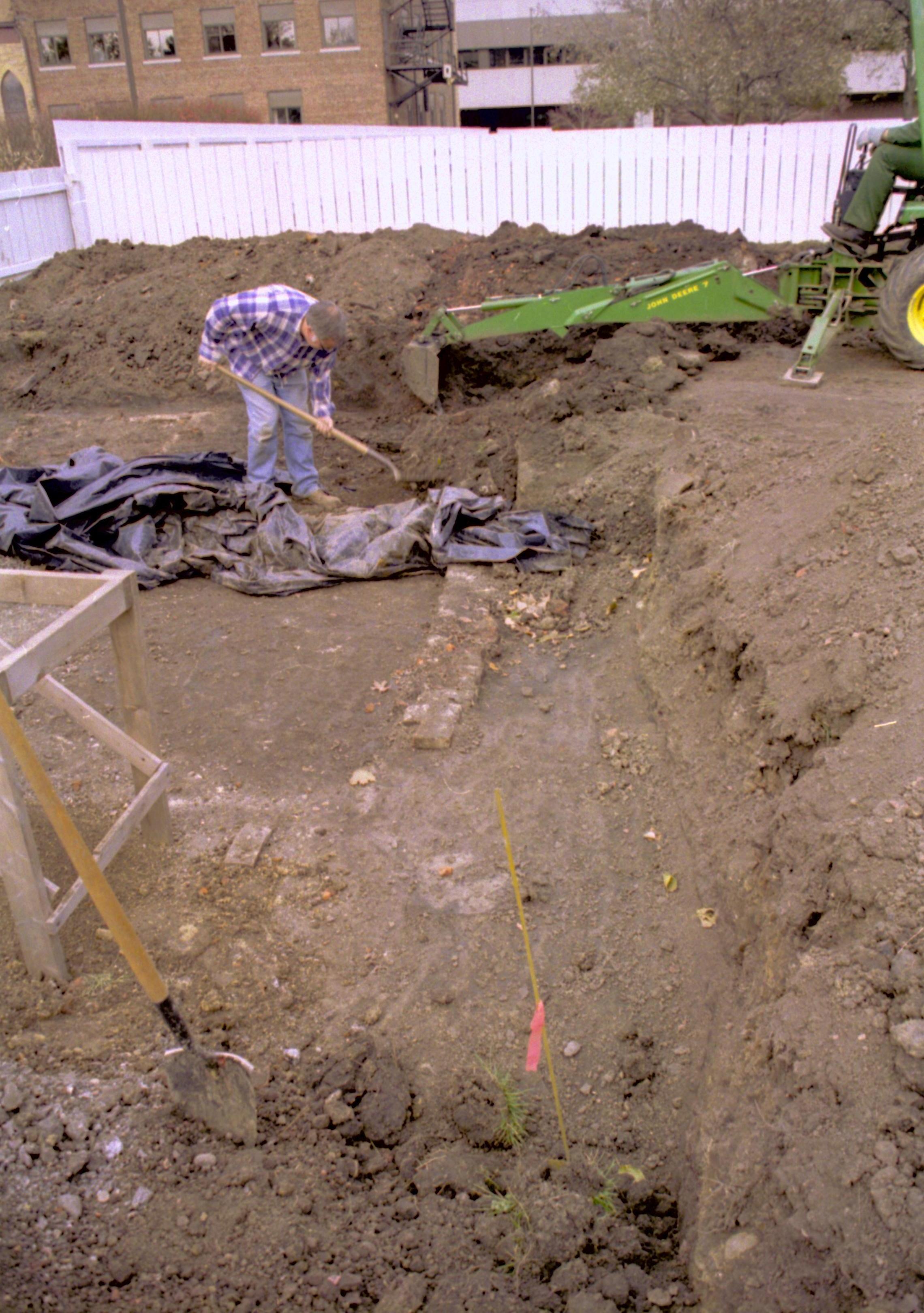 Fever River excavations at back of lot  Lincoln Home NHS, Facing North at rear of lot, Roll N5, exp 21, sheet 2 of 2 LIHO, Dean, excavation