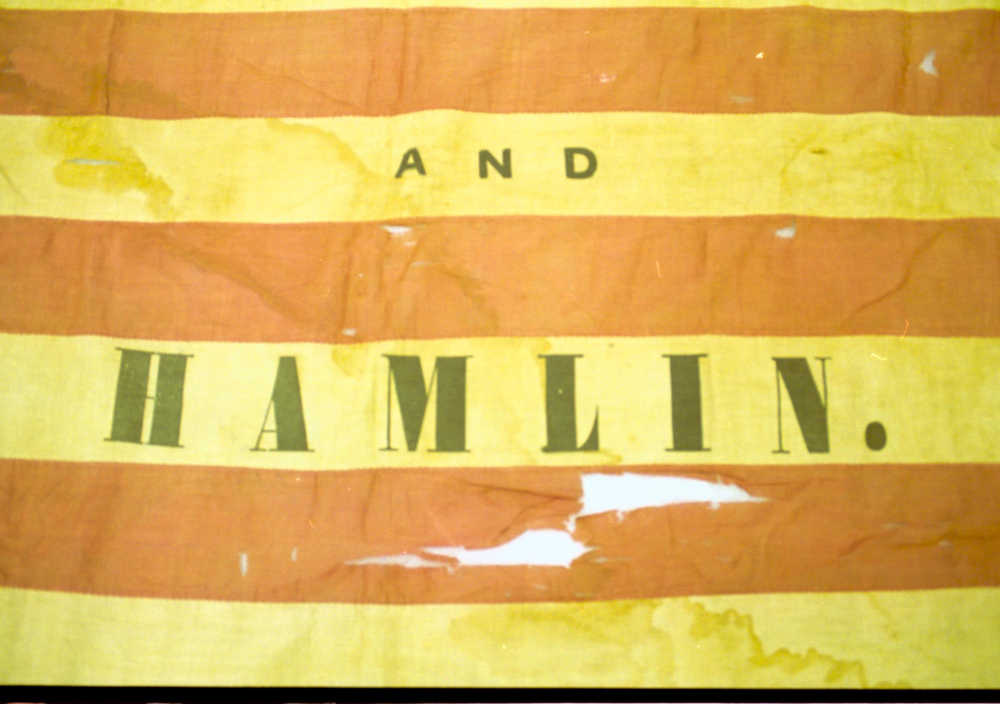 Lincoln-Hamlin flag Museum Services-Storage-Curatorial Storage Renovation (Acc189 LIHO 7259, Acc LIHO 553 flag, campaign