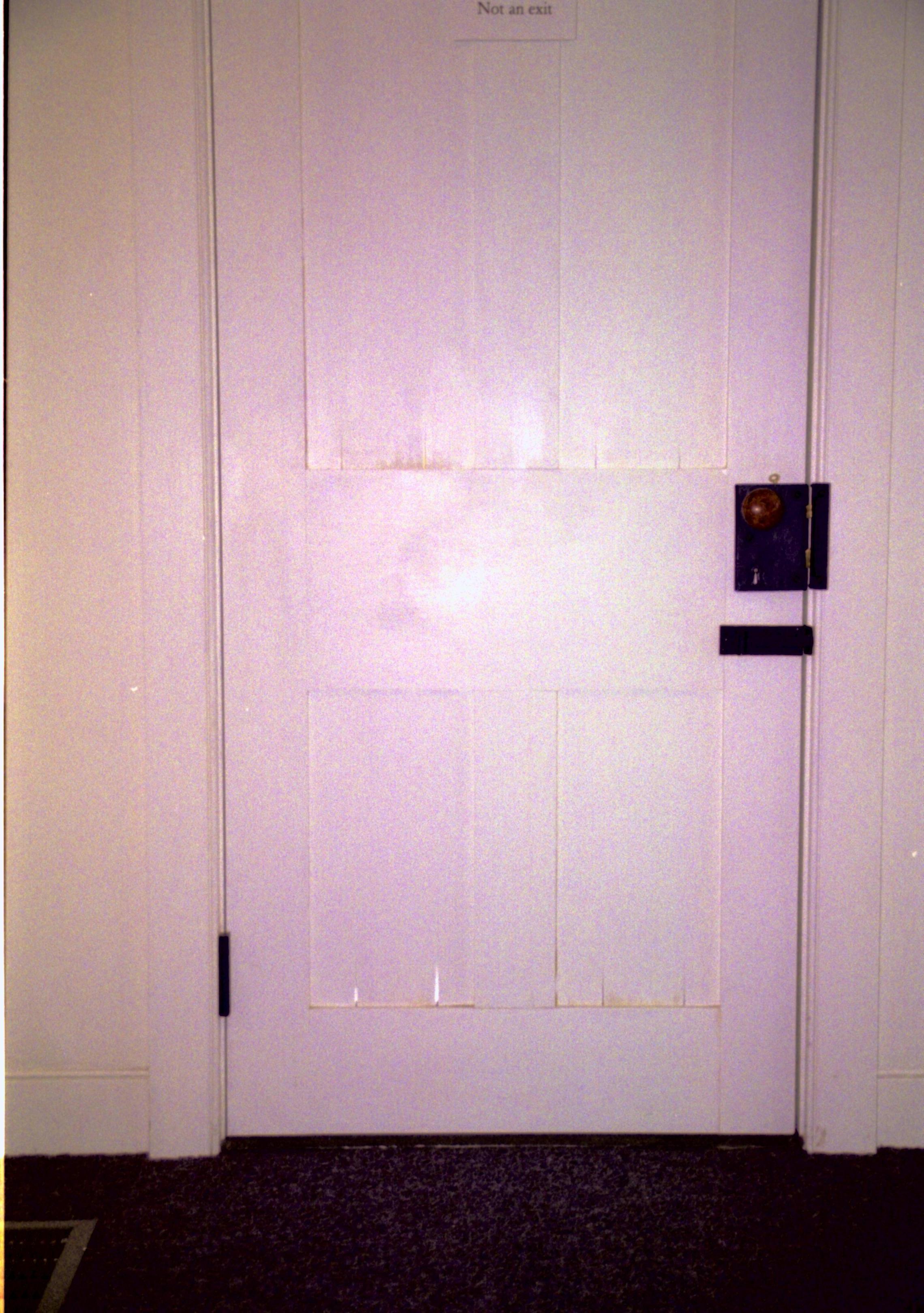 Dean House, note cracks in door Lincoln Home NHS- Dean House, Leaks in buildings, roll 1999-1, N17 Dean House, leaks