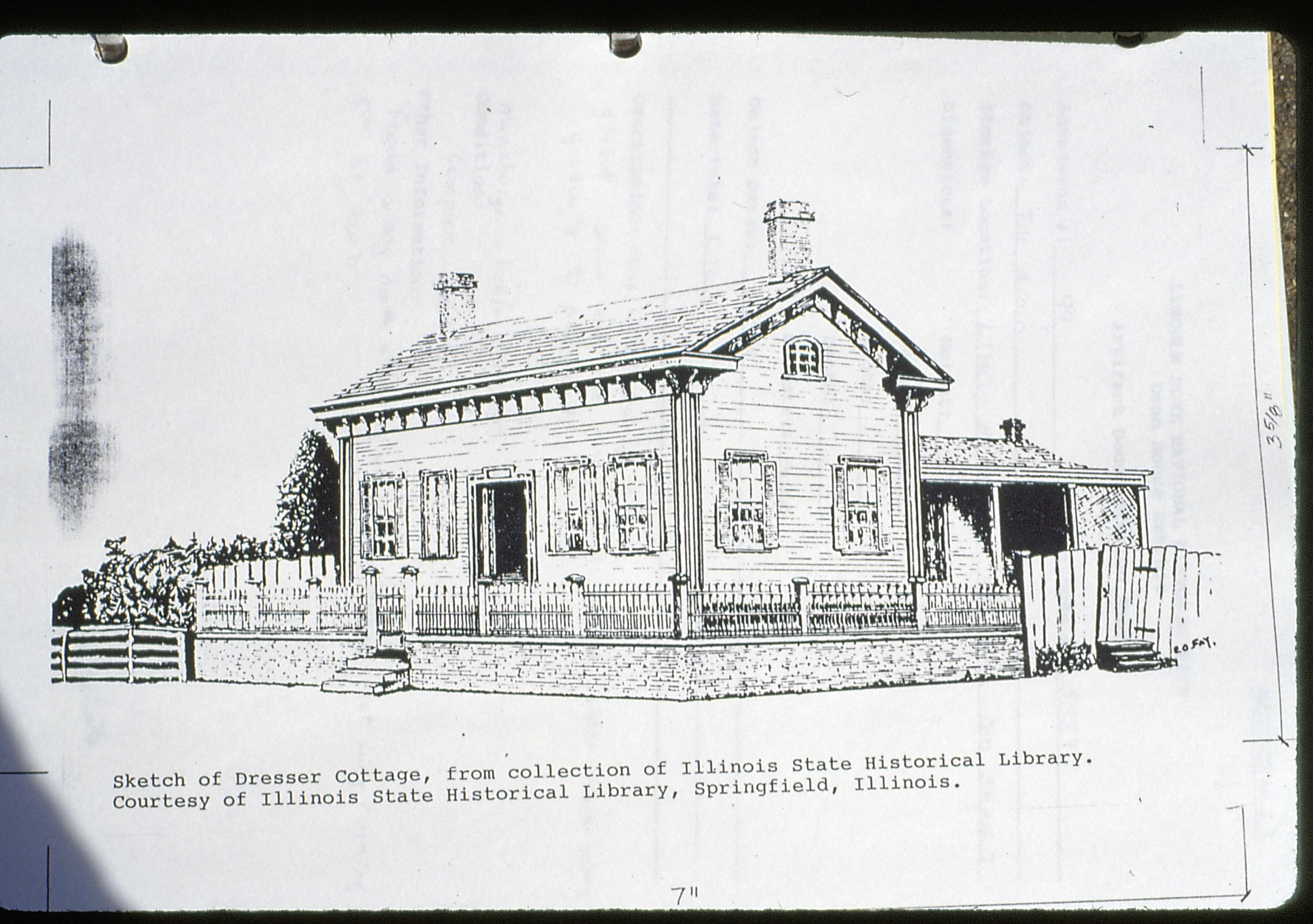 Sketch of Dresser Cabin, Dean House exhibit plan Lincoln Home NHS- Dean House exhibit installation plan, 6, Abney Dean House, exhibit, plan