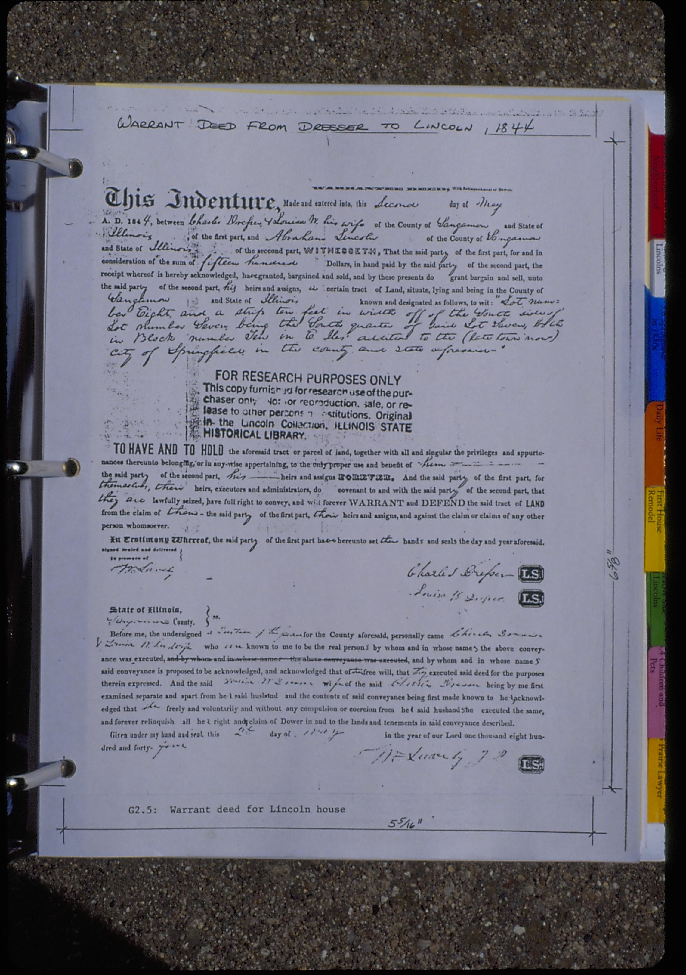 Dean House exhibit plan Lincoln Home NHS- Dean House, park documents, 8, Abney Dean House, exhibit, plan