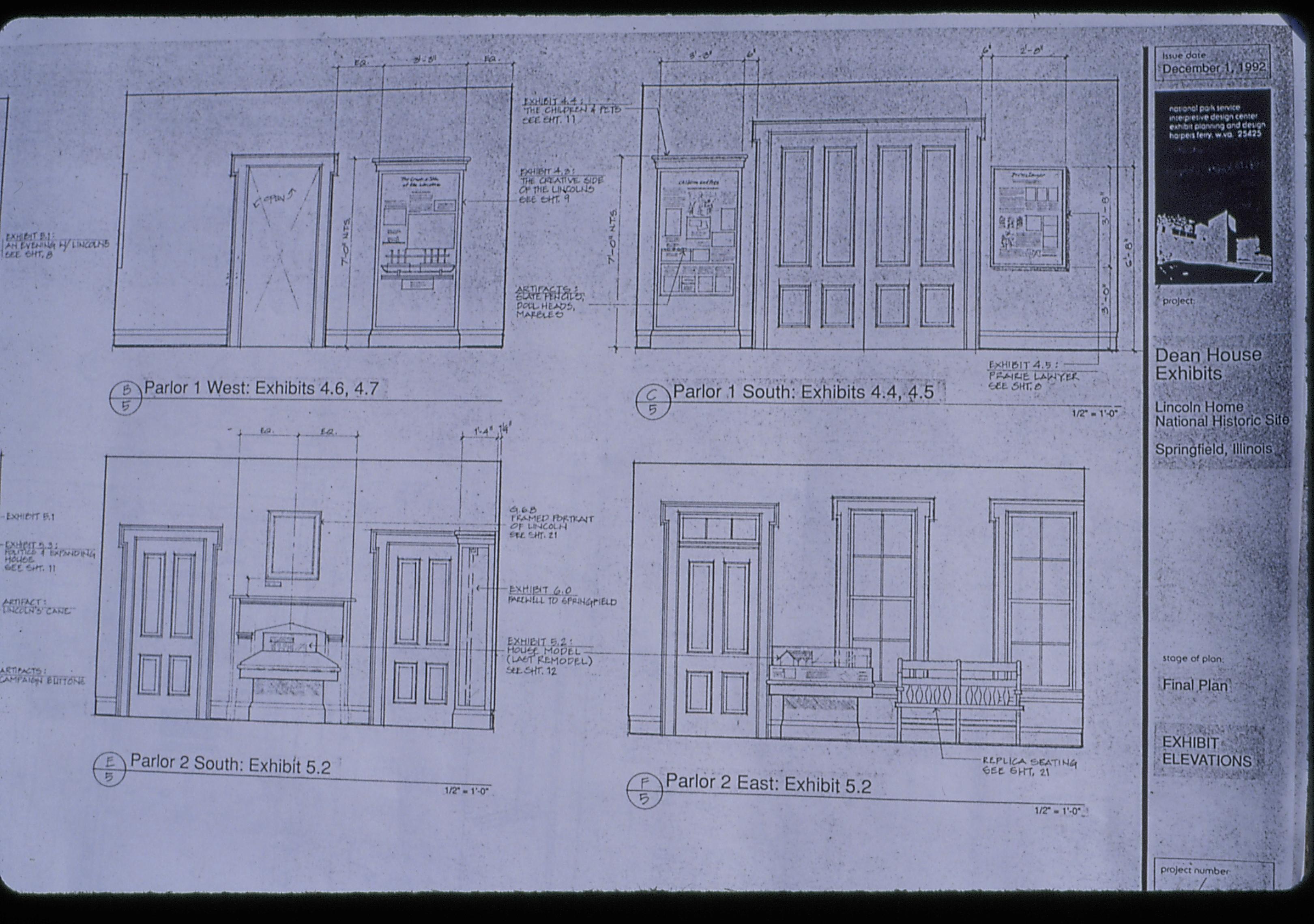 Dean House plans Lincoln Home NHS- Dean House restoration, 23 Dean House, restoration