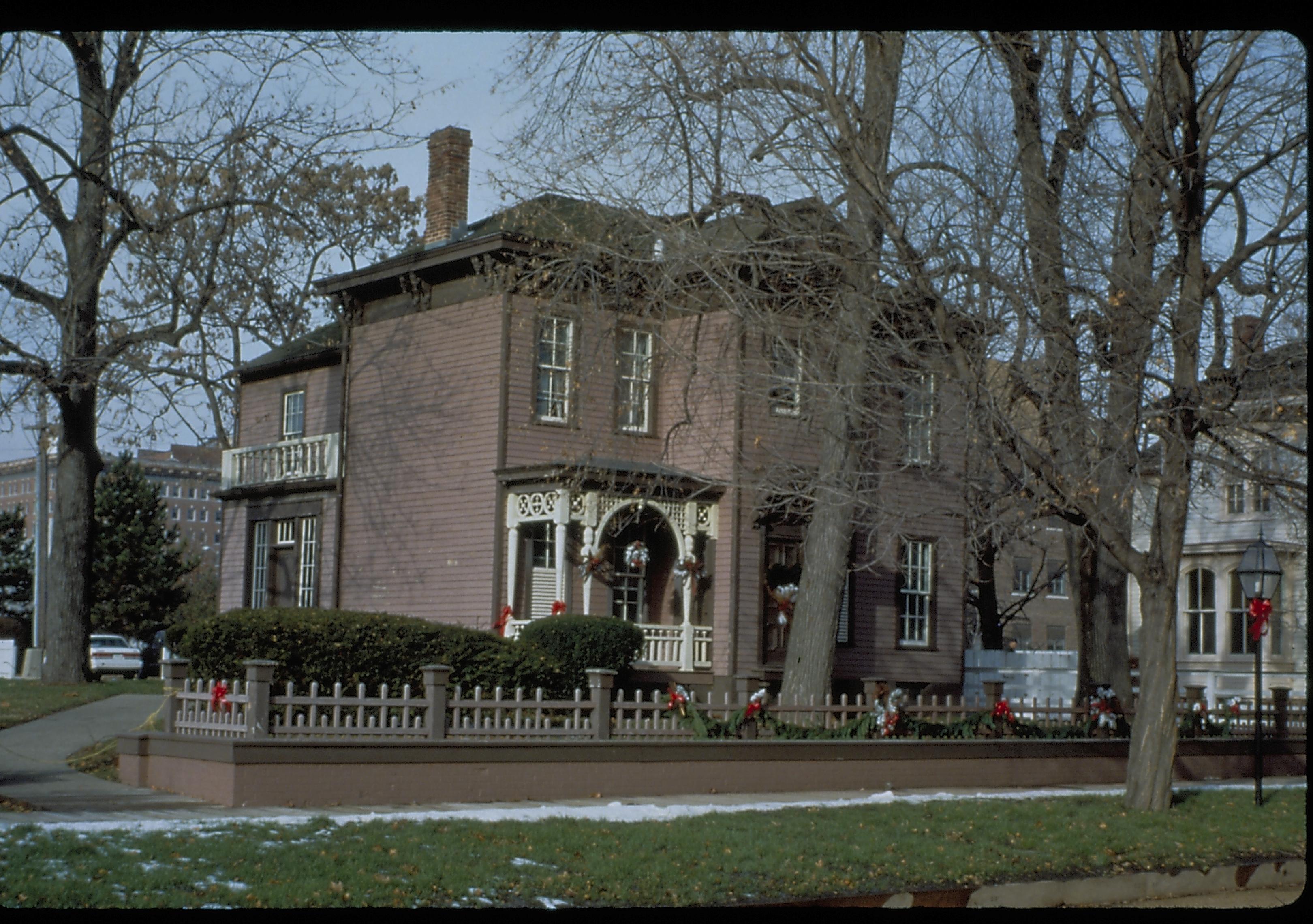 Dean House  Lincoln Home NHS- Dean House pre-restoration, Dean House and Bugg lot fences. repro M.F. Dean House, restoration