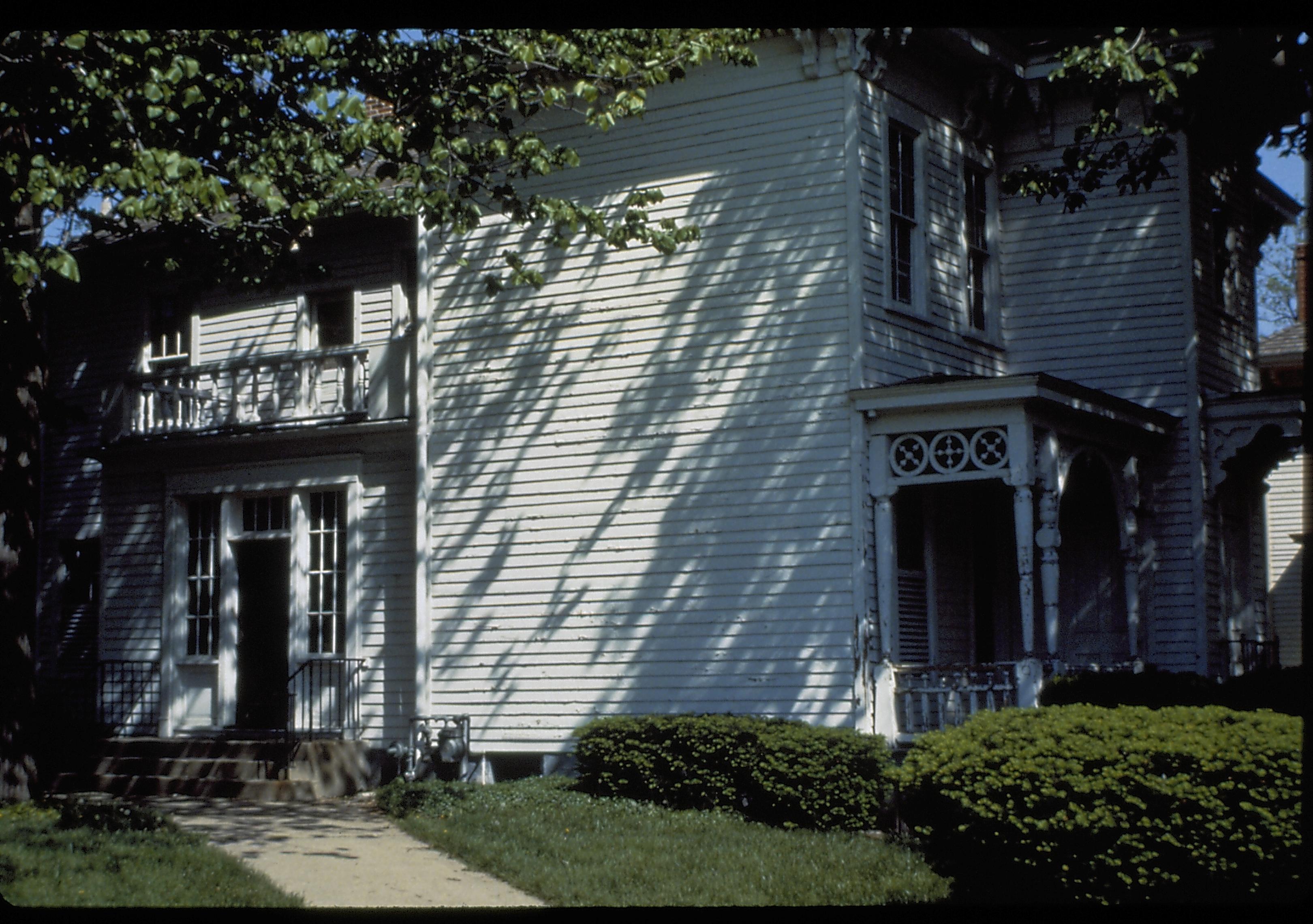 Dean House before paint Lincoln Home NHS- Dean House pre-restoration, Dean House and Bugg lot fences Dean House, restoration