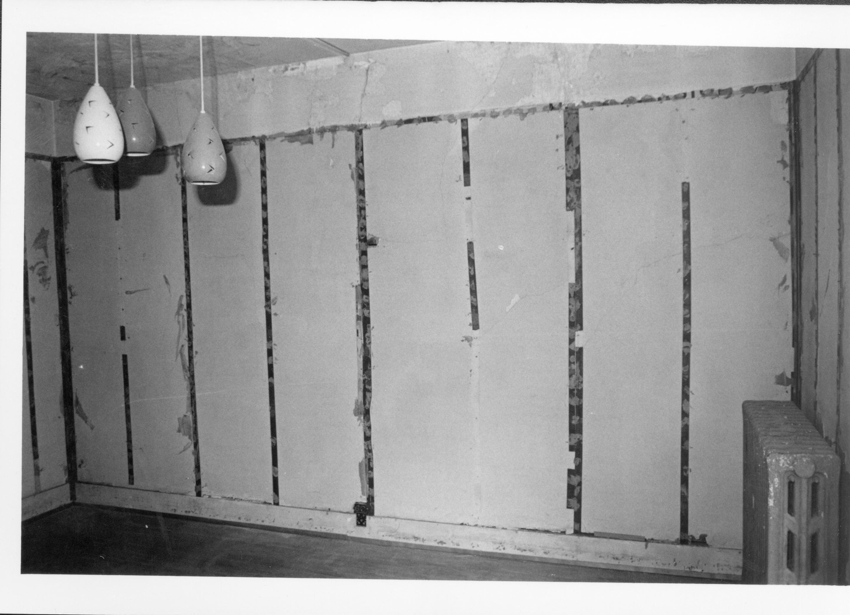 Dean House pre-restoration, ceiling and room framing, historic north porch (room 102-A) Lincoln Home NHS- Dean House pre-restoration Dean House, restoration
