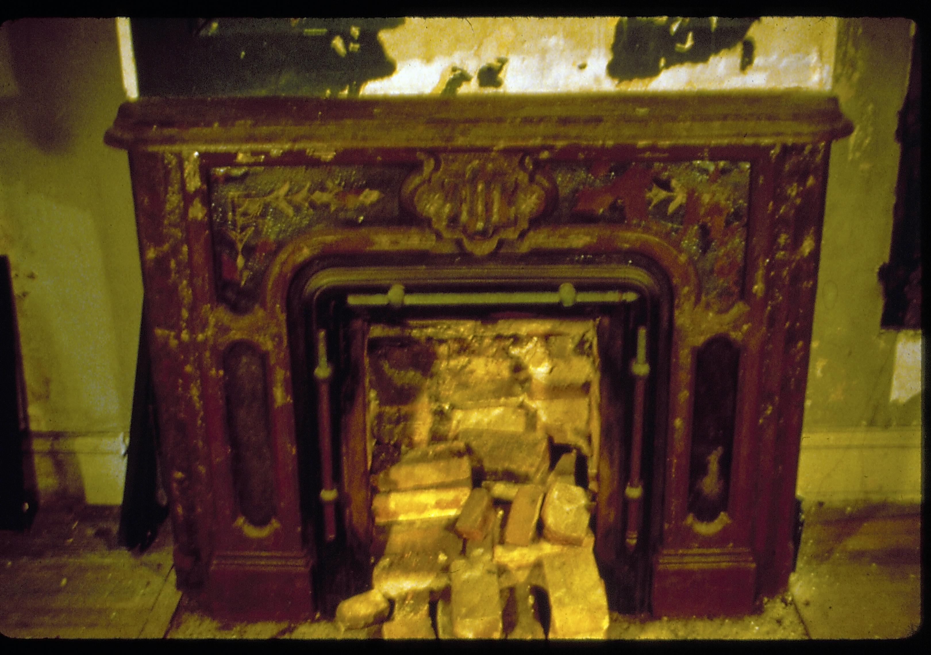 Dean House pre-restoration Lincoln Home NHS- Dean House fireplace north, 43 Dean House, fireplace