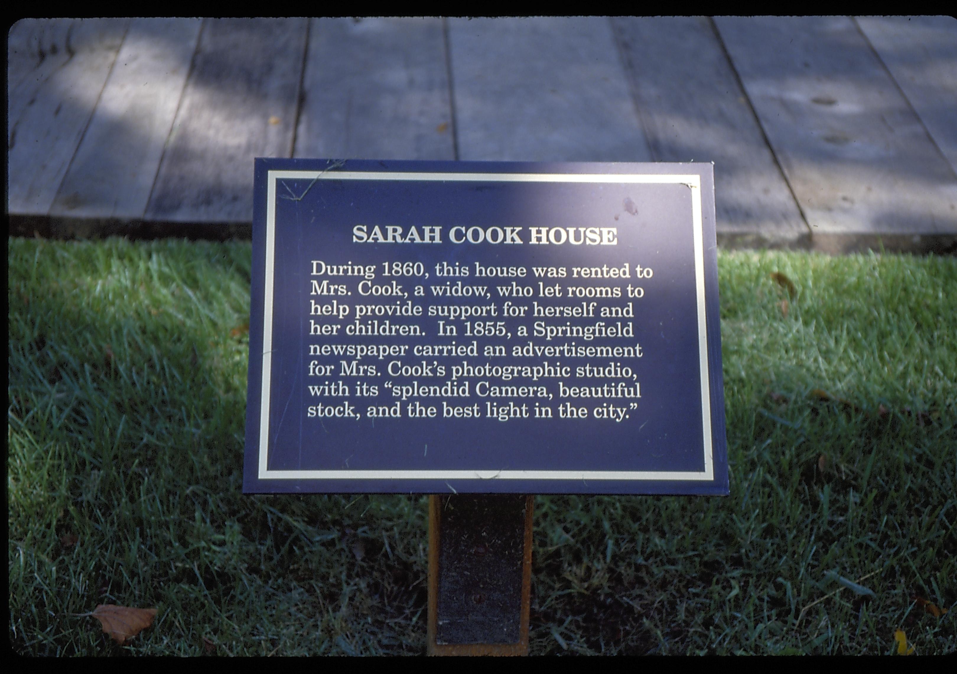 Cook House sign Lincoln Home NHS- Cook House, 6 Cook House, restoration