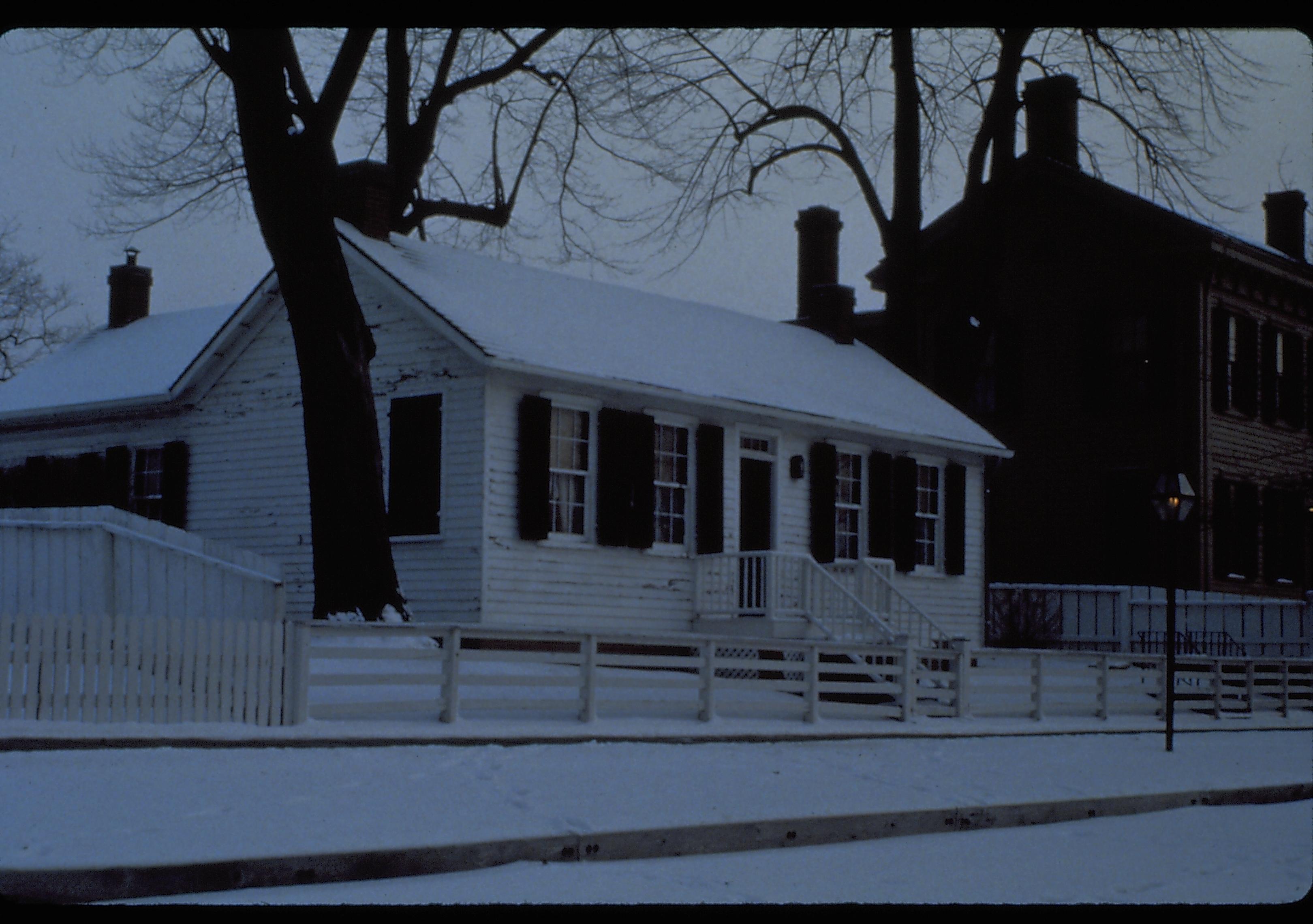 Corneau House before painting Lincoln Home NHS- Corneau House, repro m.f. Corneau House, snow