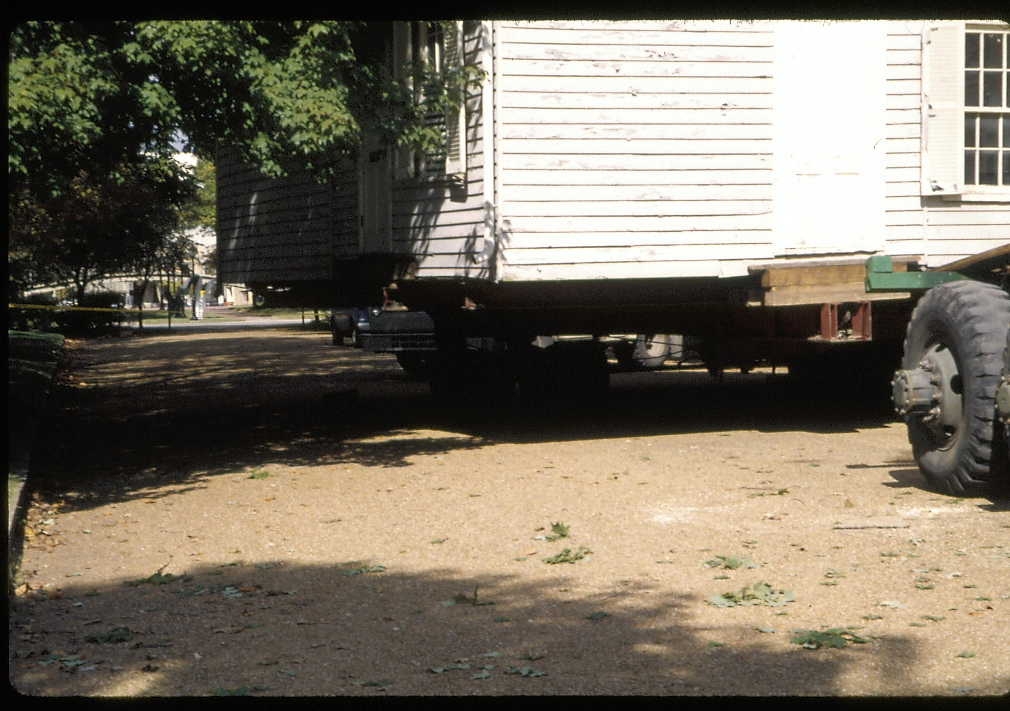 beginning to move down 8th Street Lincoln Home NHS- Corneau House move, Roll #1 color slides, exp 35 Corneau House, move