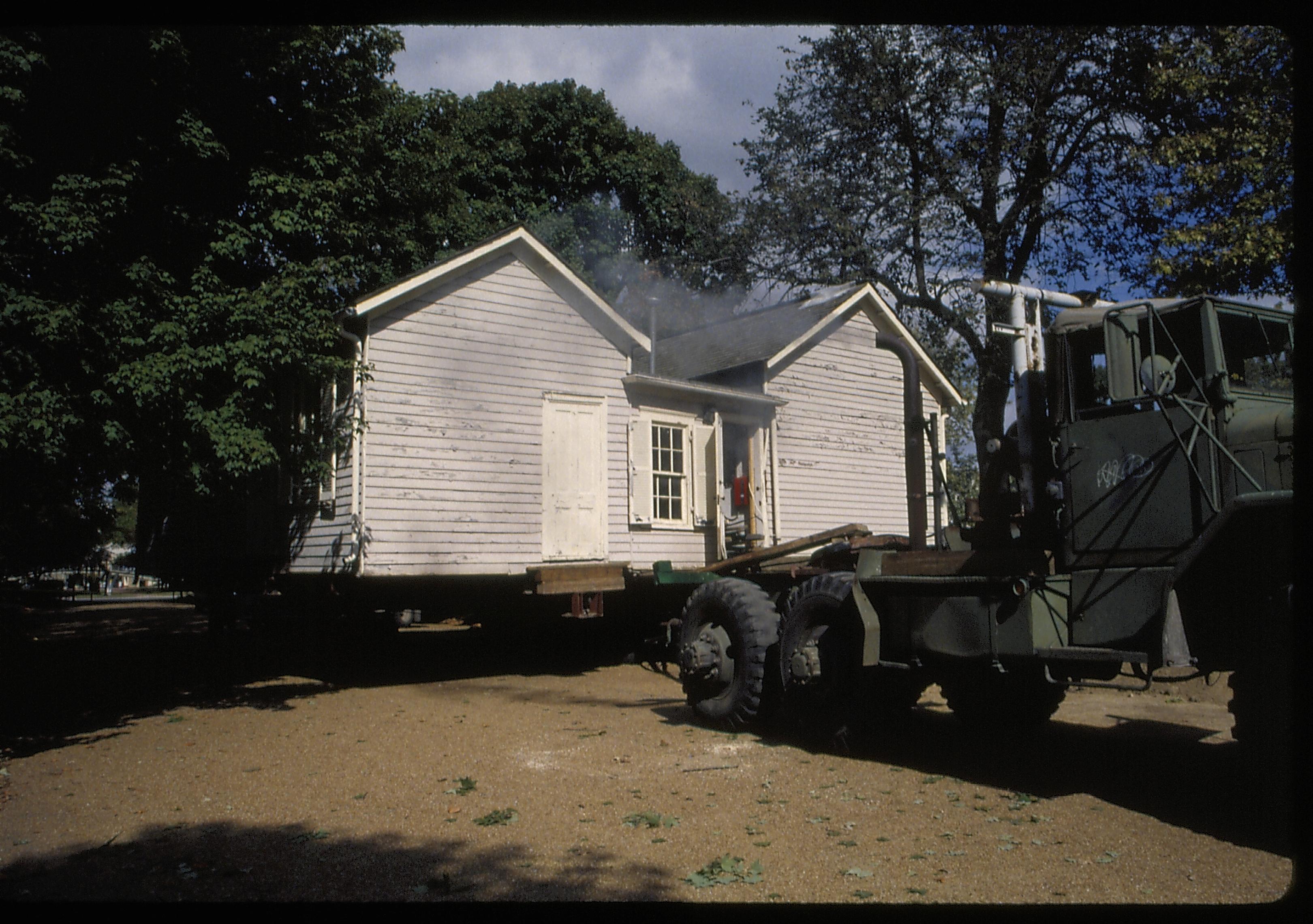 beginning to move down 8th Street Lincoln Home NHS- Corneau House move, Roll #1 color slides, exp 36 Corneau House, move