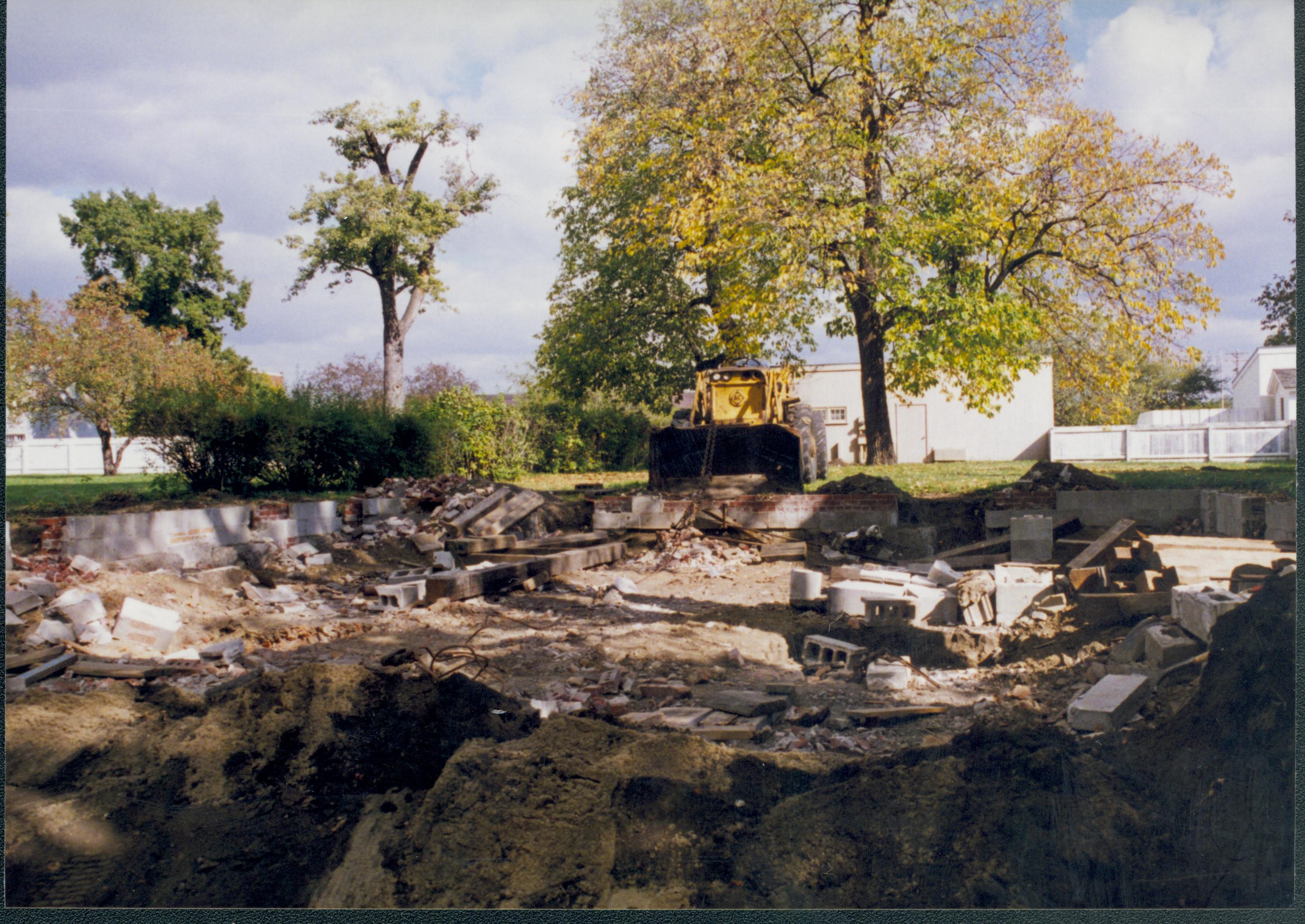 Corneau House move, exposed foundations of old Corneau site Lincoln Home NHS- Corneau House move, exp 19 Corneau House, move