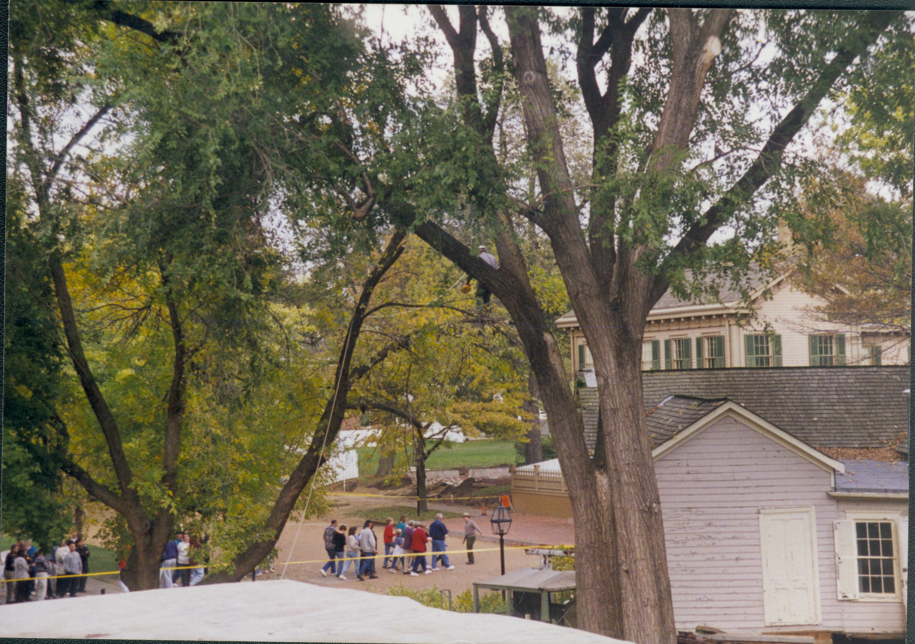 Corneau House move; with Lincoln Home in background (photo taken from 2nd floor of Miller House) Lincoln Home NHS- Corneau House move, exp 27 Corneau House, move