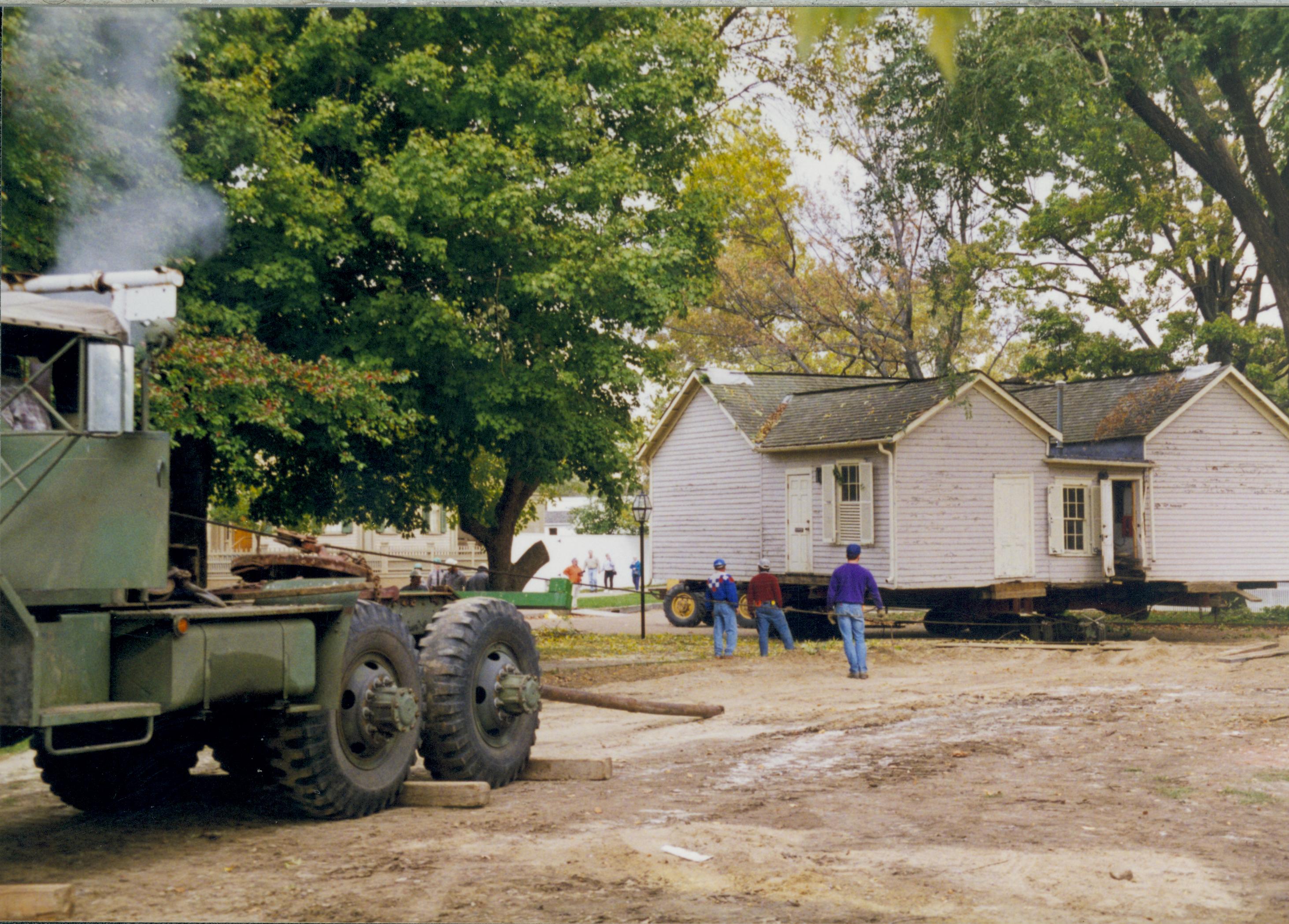 Corneau House move; moving house onto lot 16/b16 Lincoln Home NHS- Corneau House move, exp 33 Corneau House, move