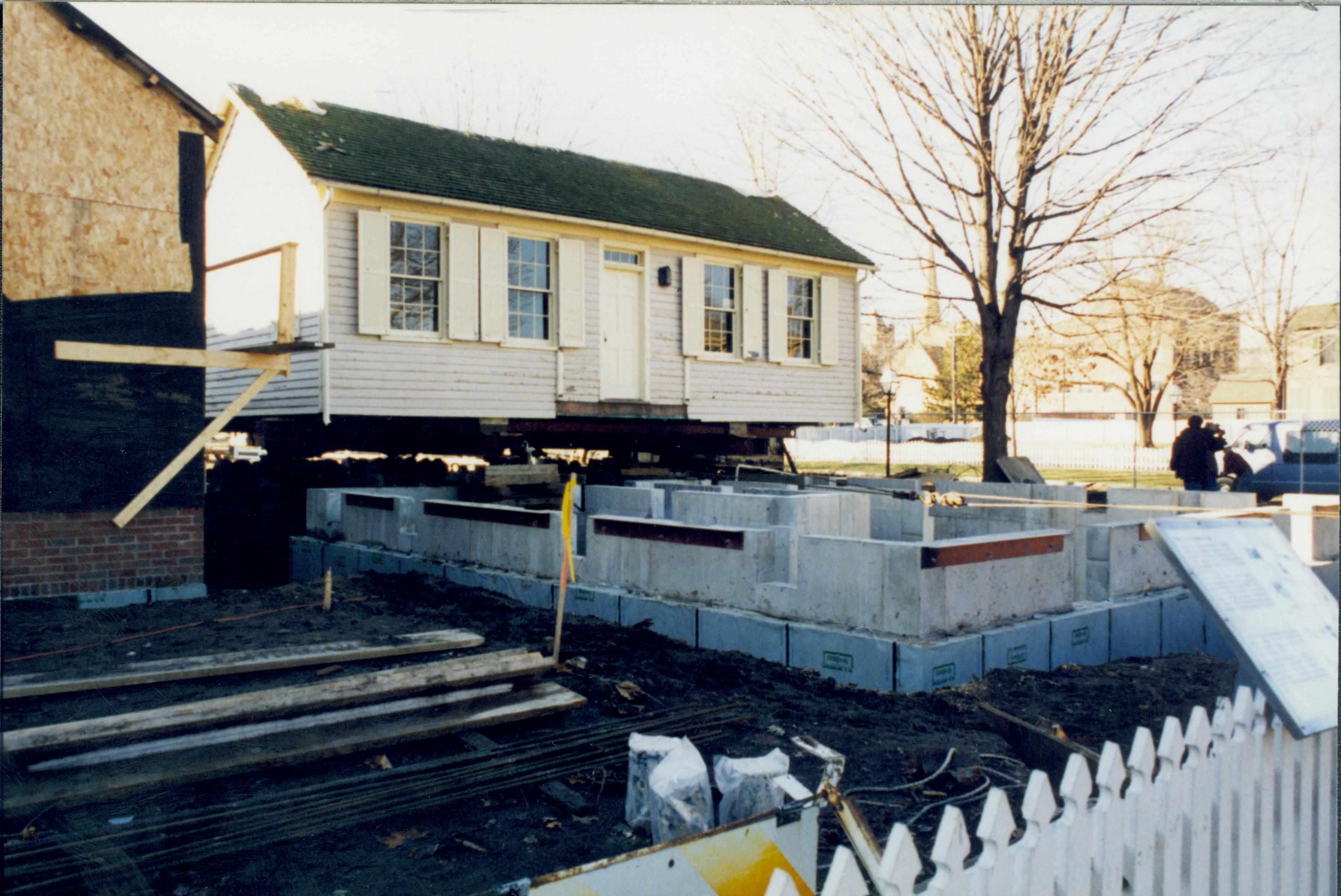 Corneau House move, moving house to foundation Lincoln Home NHS- Corneau House move, Corneau roll #3-photo, exp 25 Corneau House, move