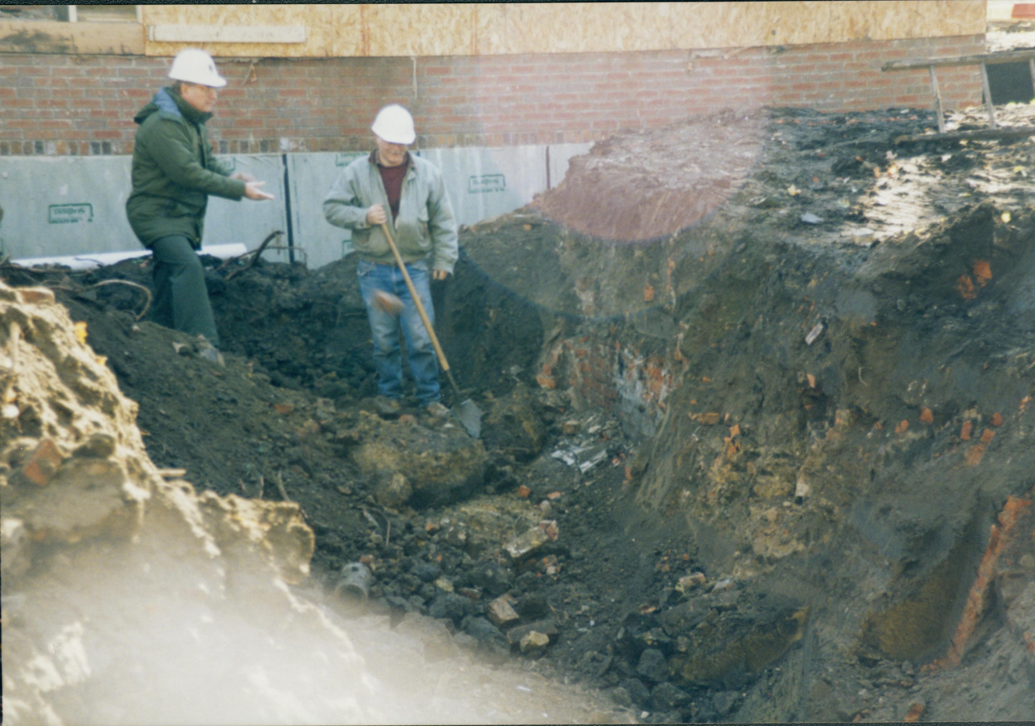 Excavating foundations for Corneau. North wall of Sprigg in background Lincoln Home NHS- Corneau House and Lot, Roll N5 exp 15 Corneau, move