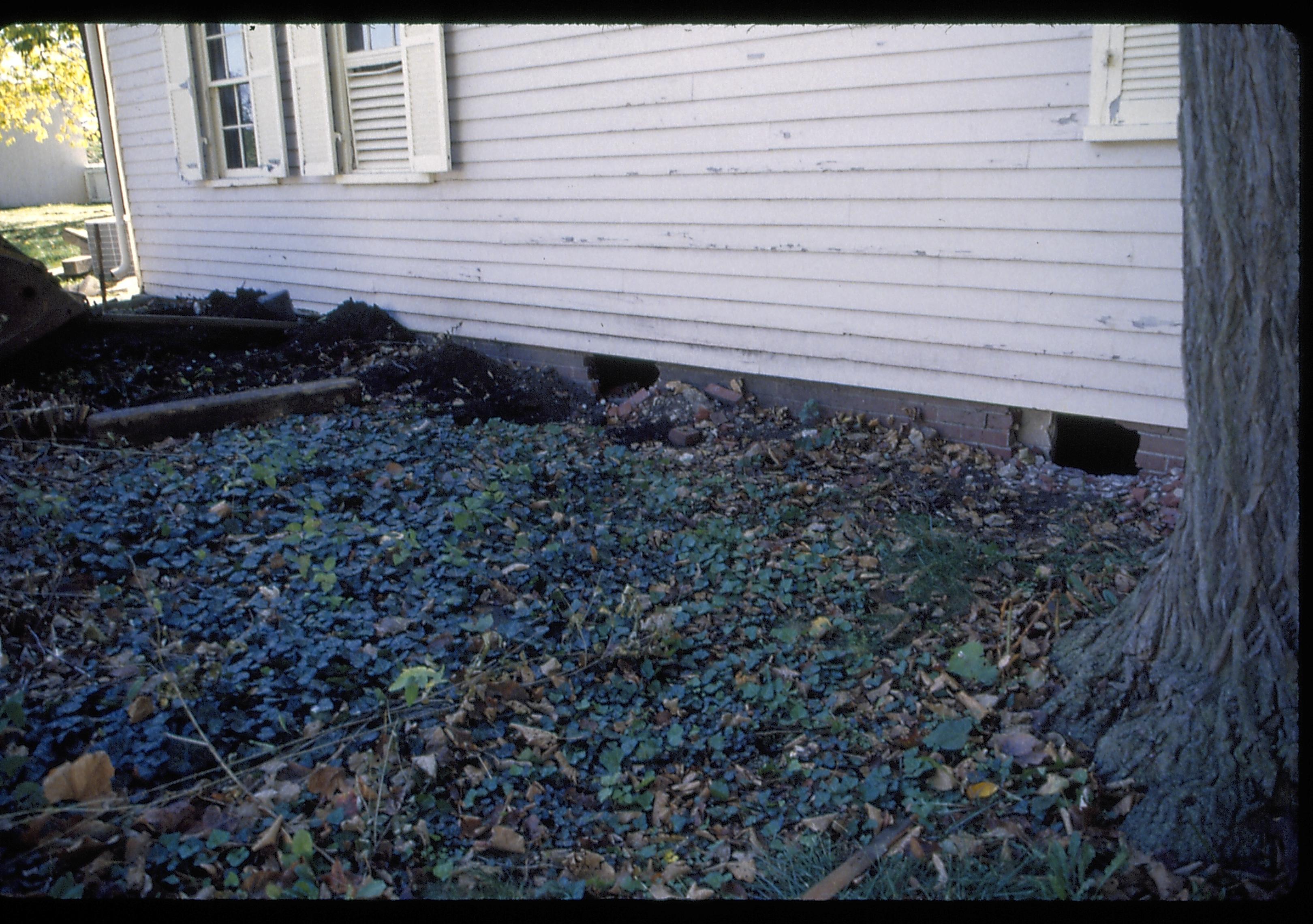 Holes for steel beams Lincoln Home NHS- Corneau House move, Roll #1 color slides, exp 3 Corneau House, move