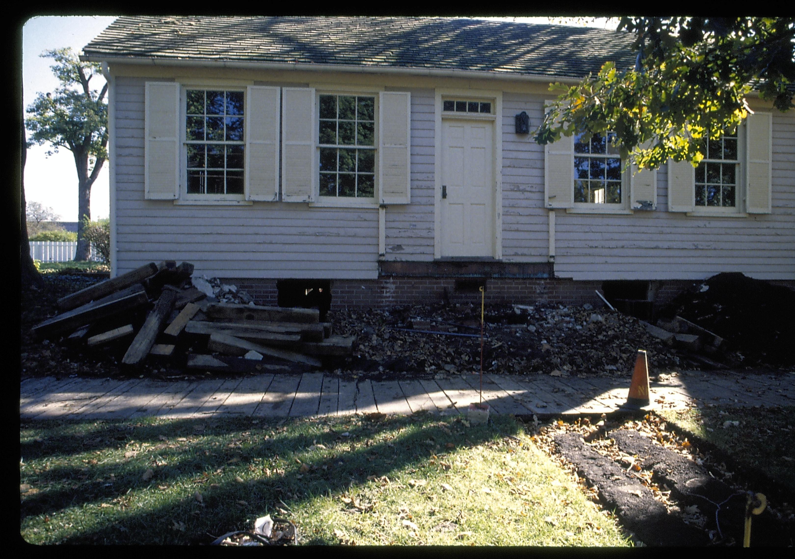 Holes for steel beams Lincoln Home NHS- Corneau House move, Roll #1 color slides, exp 4 Corneau House, move