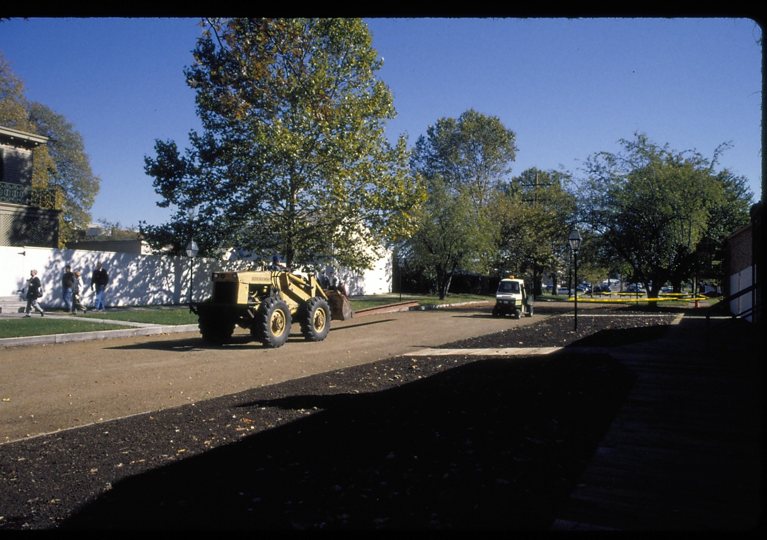 moving steel beam to back Lincoln Home NHS- Corneau House move, Roll #1 color slides, exp 8 Corneau House, move