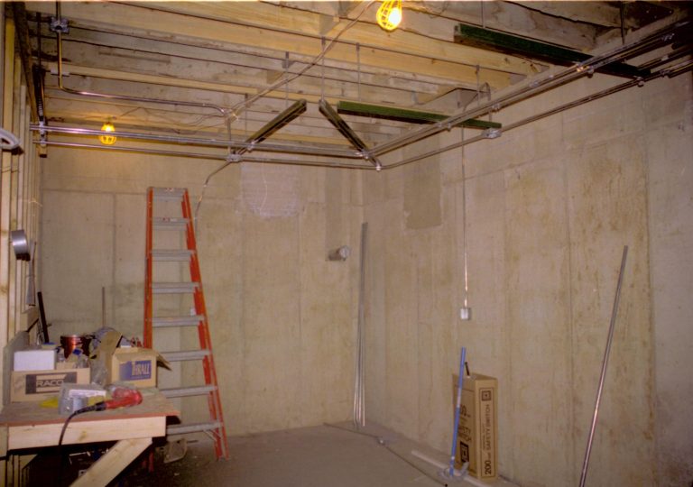 Electrical/heating systems being installed in basement Lincoln Home NHS- Corneau House Restoration, roll N4 exp 32 Sprigg House, restoration