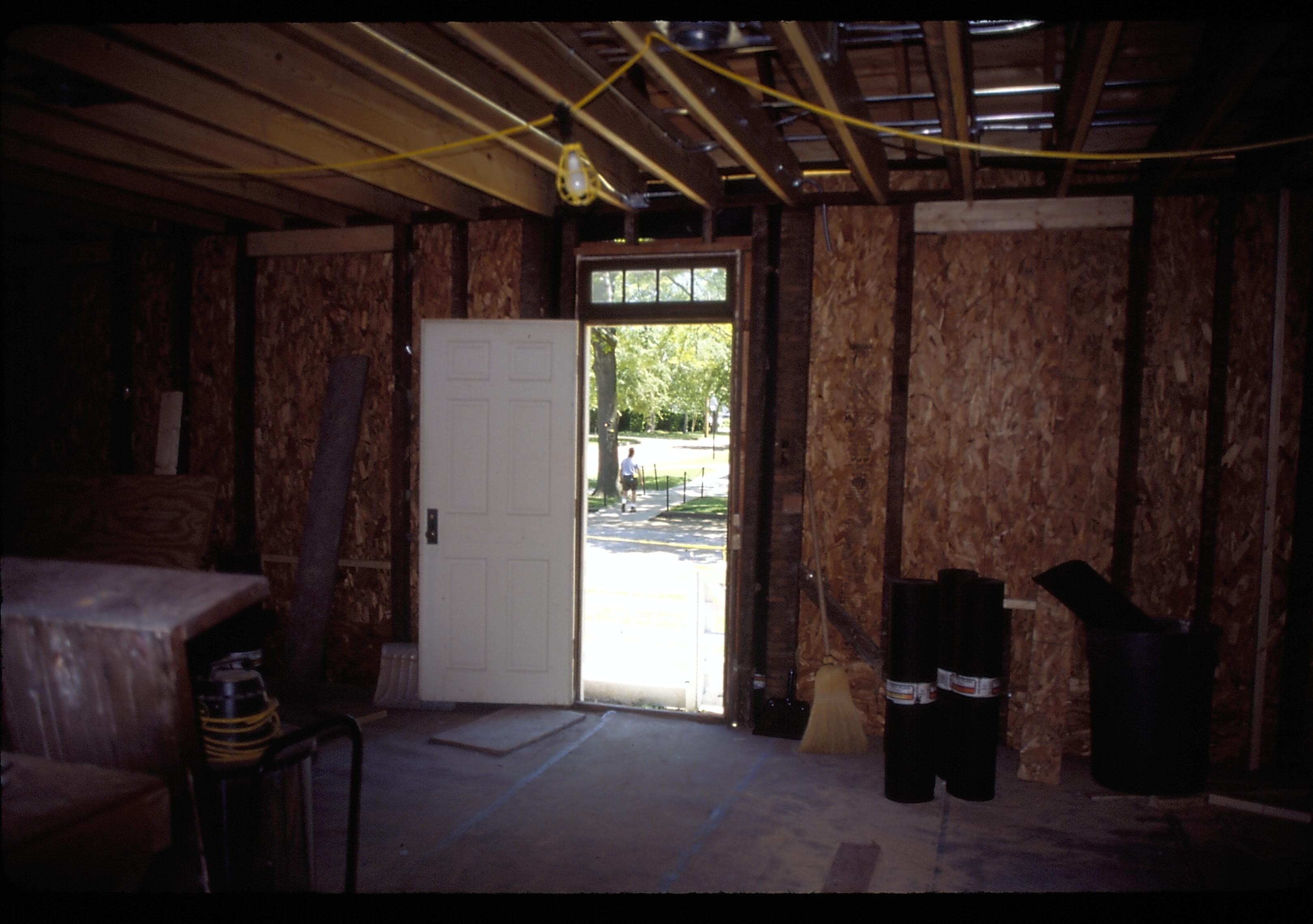 View out front door Lincoln Home NHS- Corneau House Restoration, Corneau #4 slides, roll 1999-8 exp 12 Corneau House, renovation