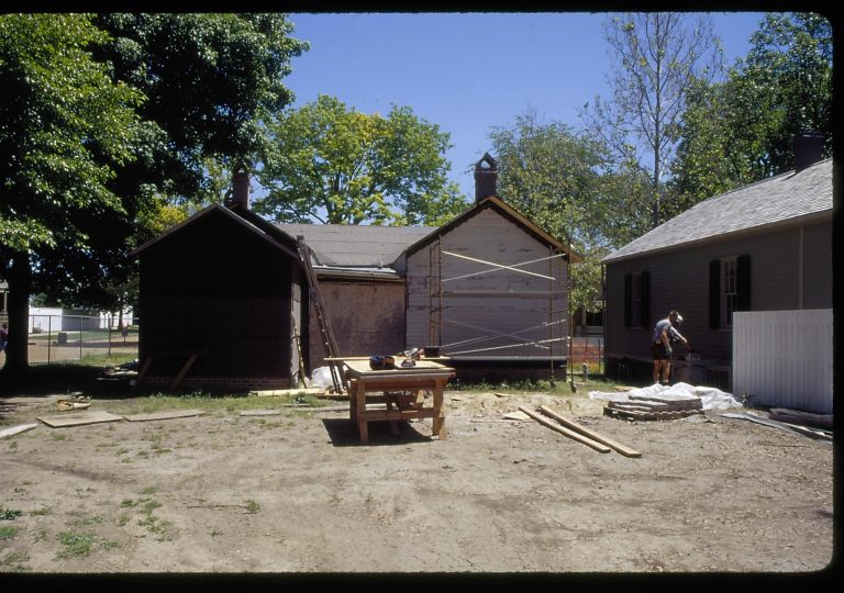 Back of house and backyard Lincoln Home NHS- Corneau House Restoration, Corneau #4 slides, roll 1999-8 exp 21 Corneau House, renovation