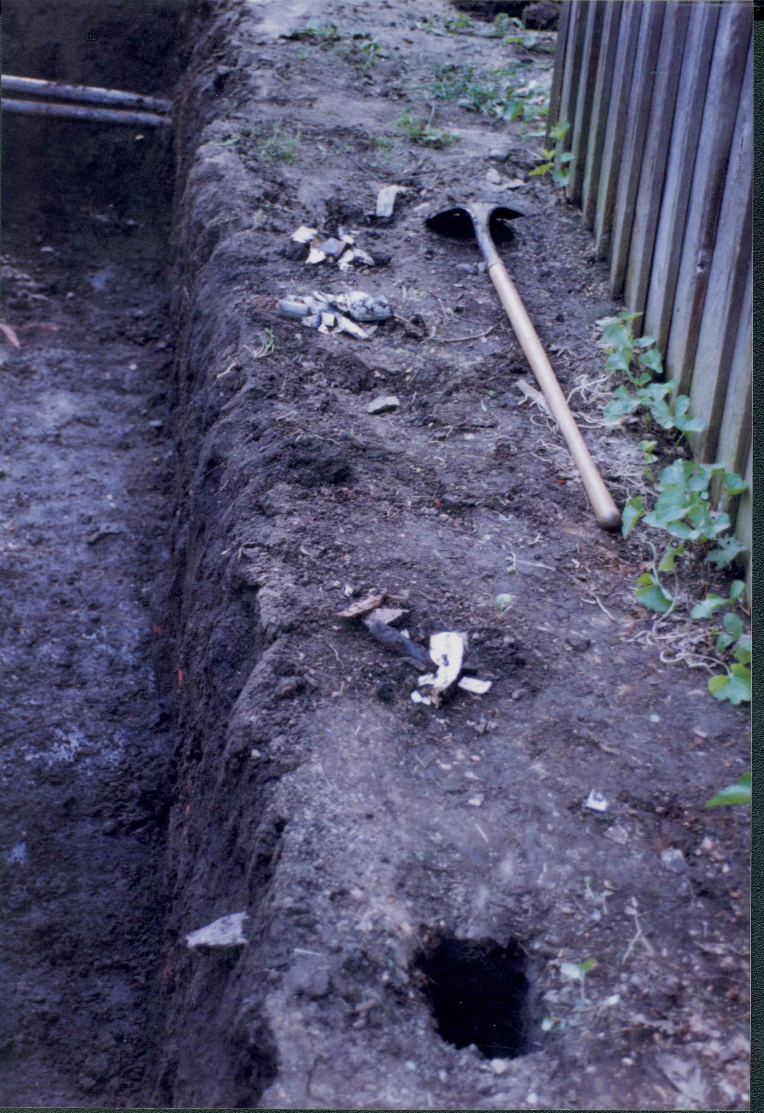 trenches Lincoln Home NHS- Corneau House Restoration, roll 1999-6 exp 8 Corneau House, trench