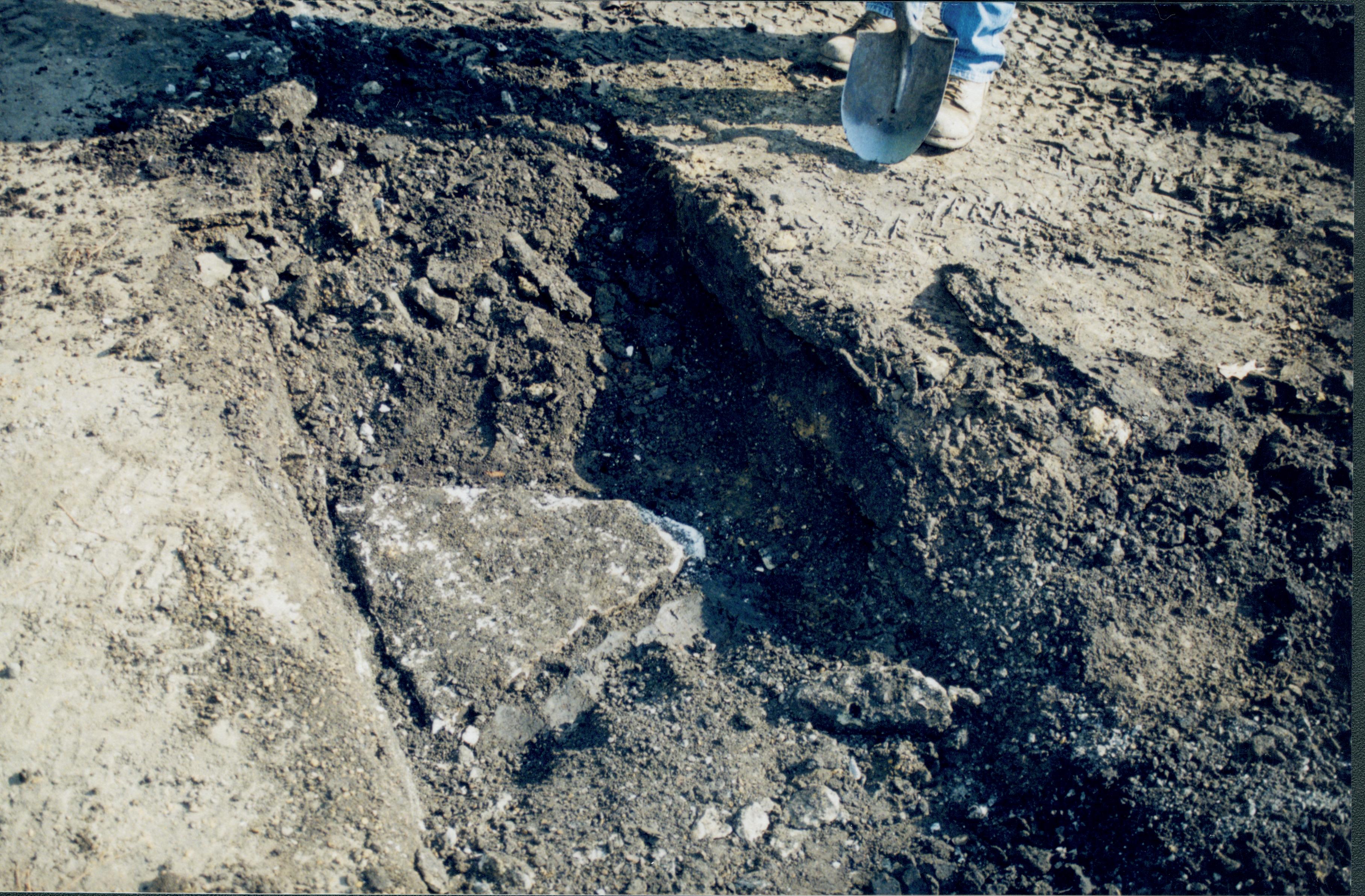 Uncovered peir/foundation while searching for 1880s barn; appears to be associated with later structure Lincoln Home NHS- Corneau House Restoration, roll N6 exp 23 Corneau House, restoration