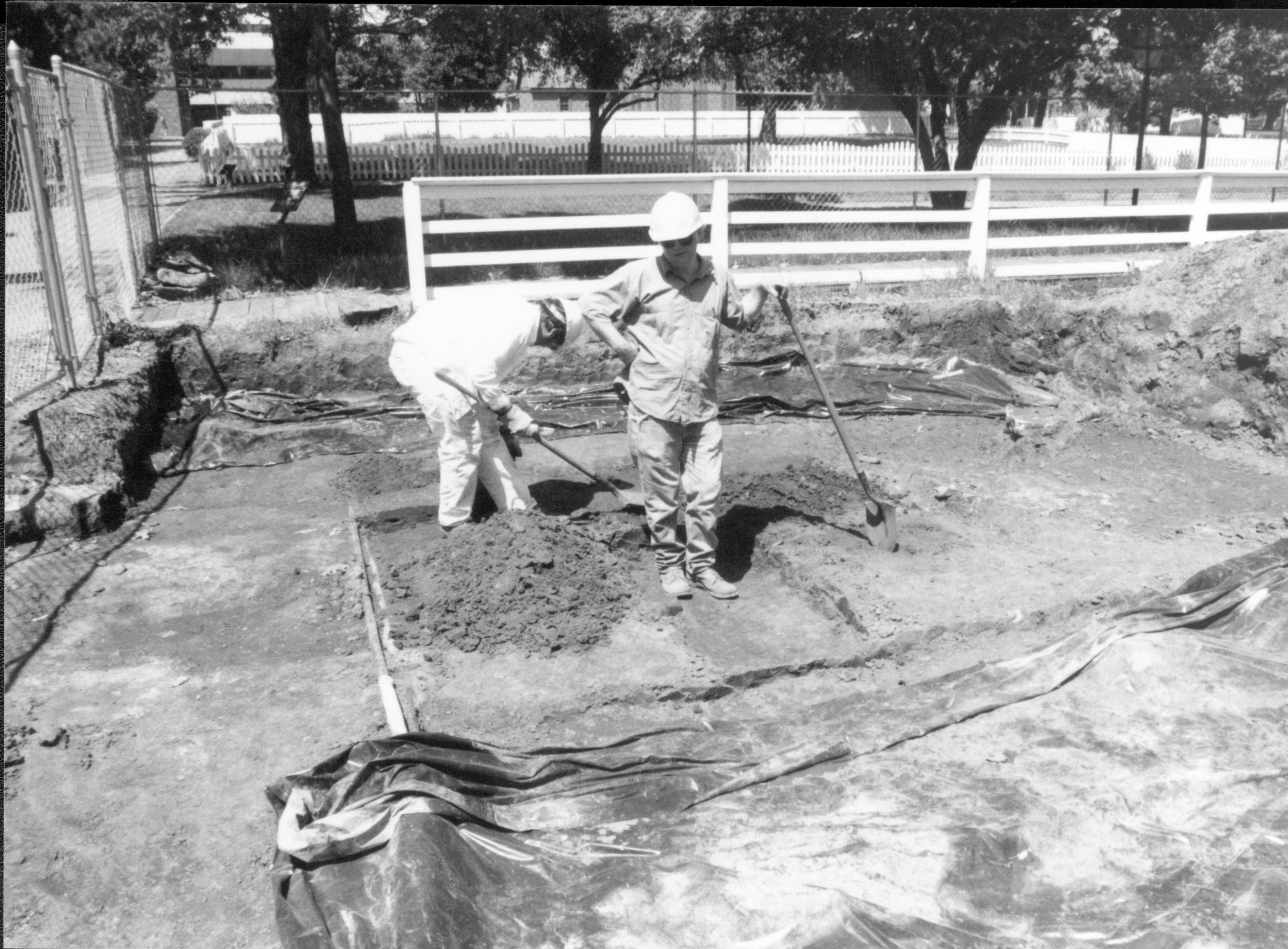 Fever River excavating features looking for 1860s era barn photos taken facing North Lincoln Home NHS- Corneau House Restoration, roll N12 exp 5 Corneau House, excavation