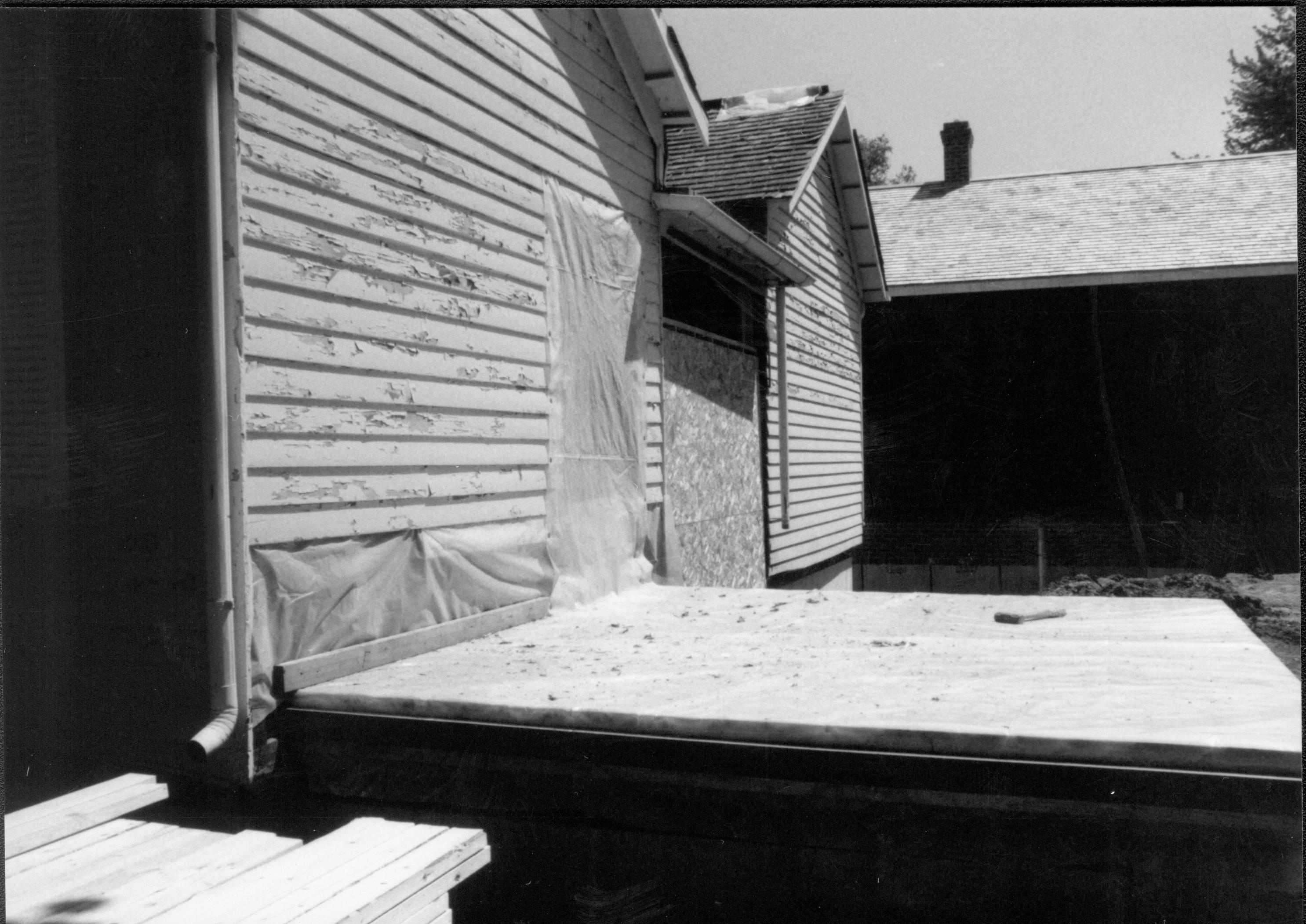 Floor/foundation of West room (addition). West wall of house visible. Lincoln Home NHS- Corneau House Restoration, roll N12 exp 12 Corneau House, excavation