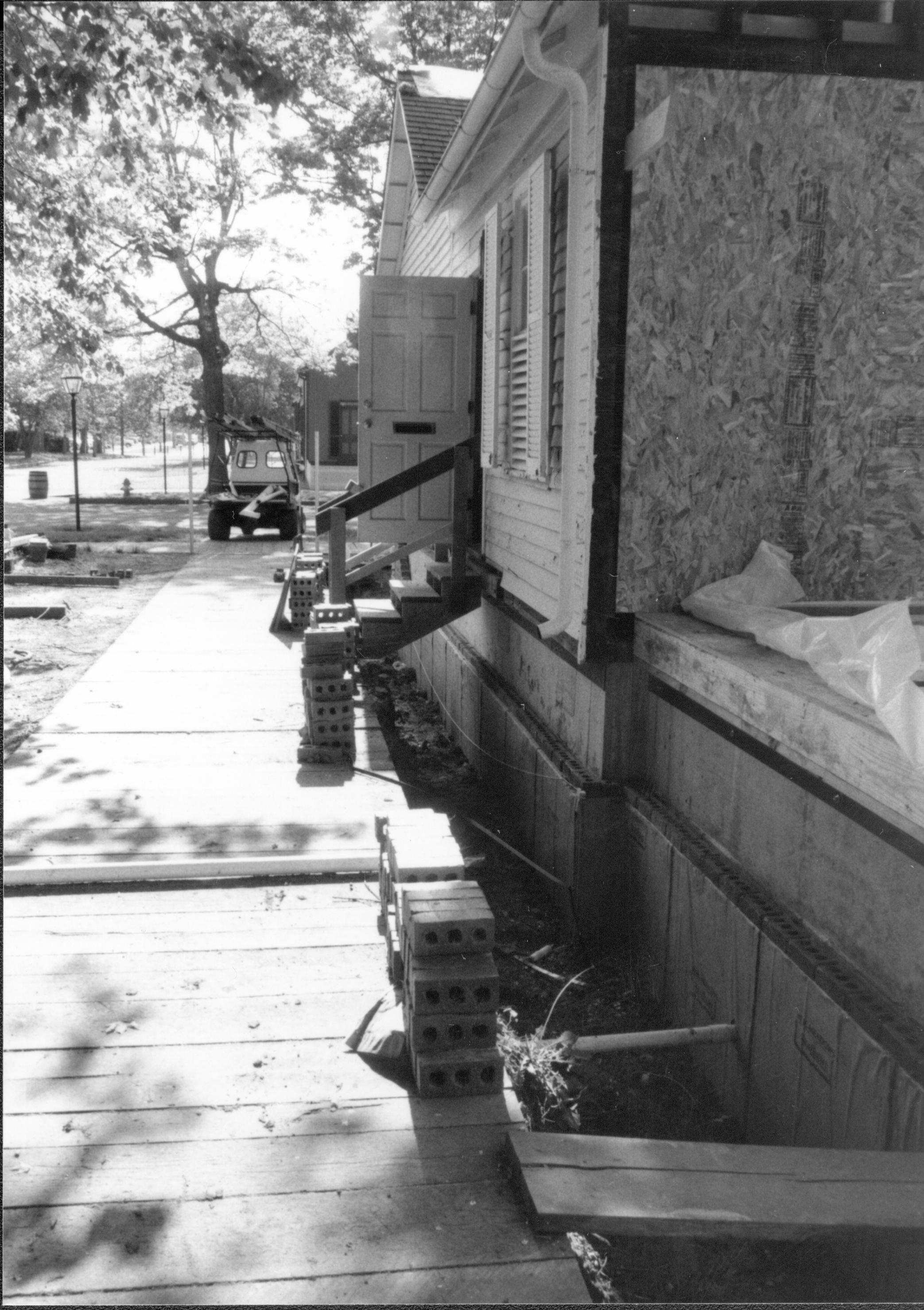 North wall (with North door open) awaiting brick laying Lincoln Home NHS- Corneau House Restoration, roll N12 exp 17 Corneau House, excavation