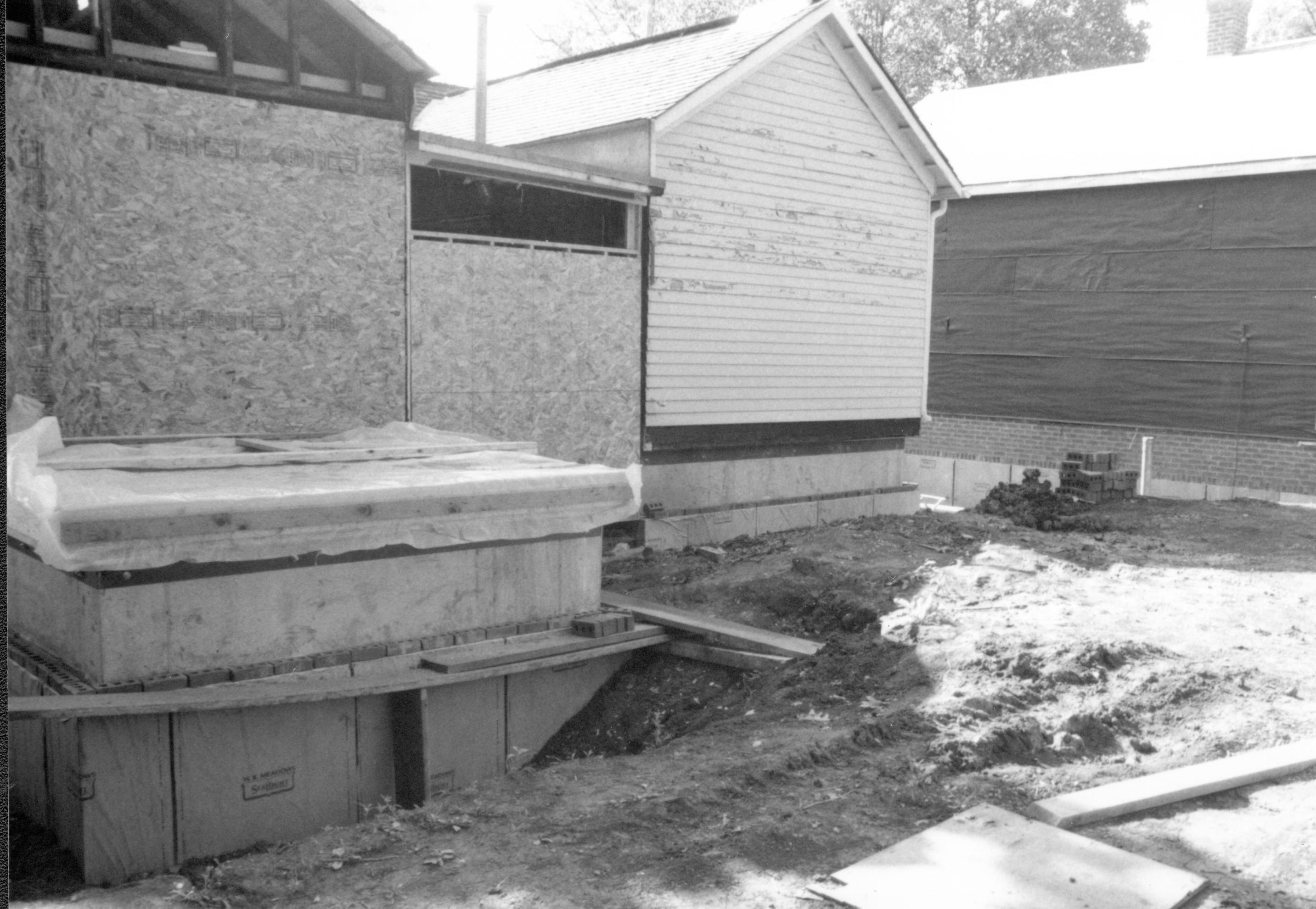 West wall and room addition in preparation for bricks being laid Lincoln Home NHS- Corneau House Restoration, roll N12 exp 24 Corneau House, excavation