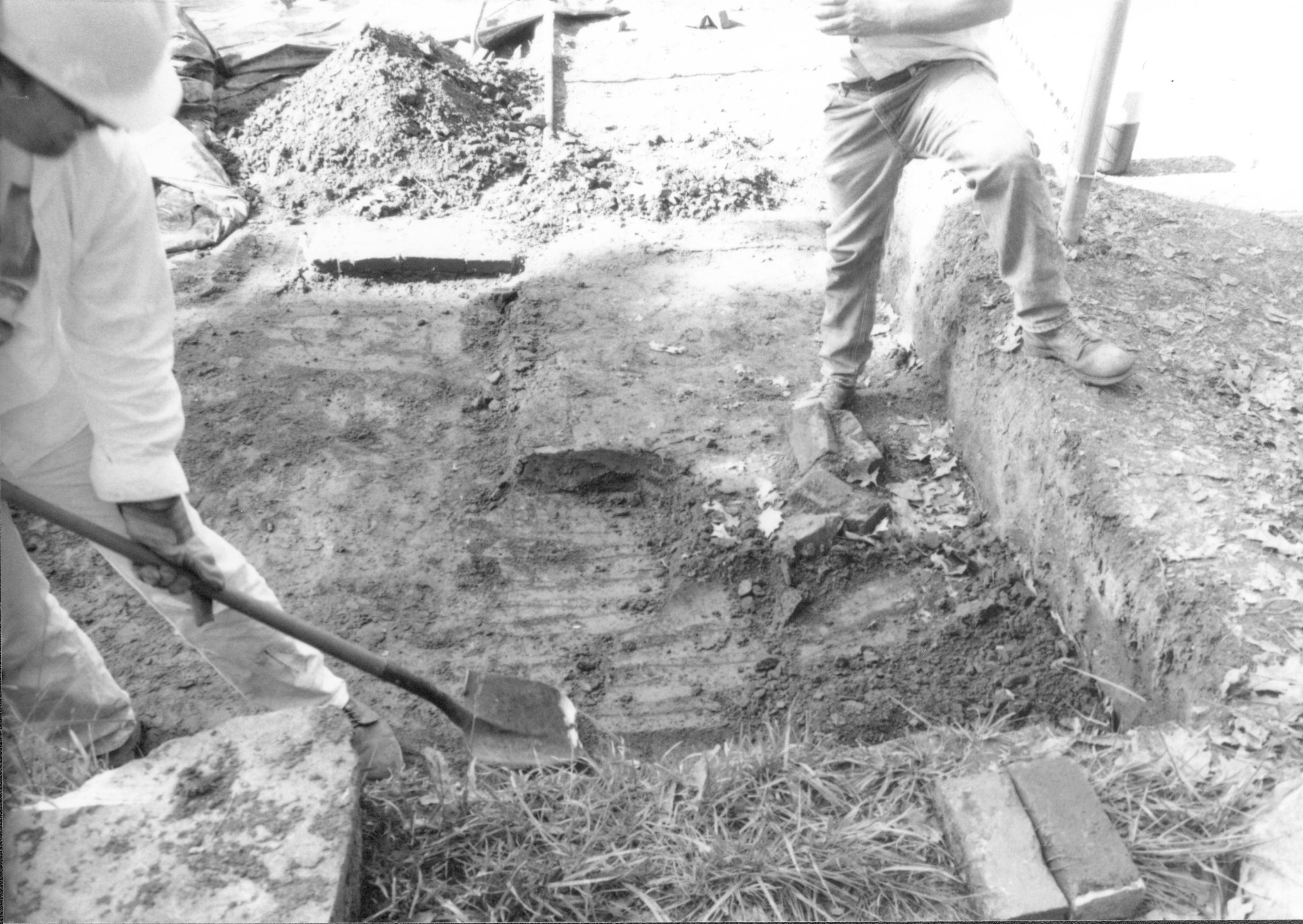 Northwest corner of excavation looking for remains of 1860s barn Lincoln Home NHS- Corneau House Restoration, roll N12 exp 25 Corneau House, excavation