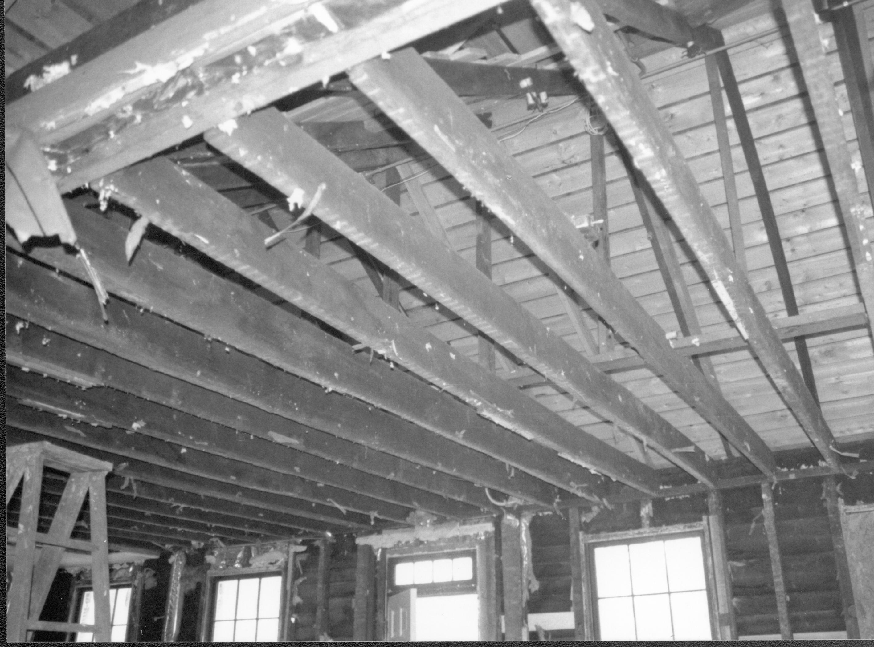 Ceiling joists on 1st floor. Photo taken from Southwest of main room (East), East wall visible Lincoln Home NHS- Corneau House Restoration, roll N11 exp 20 Corneau House, renovation